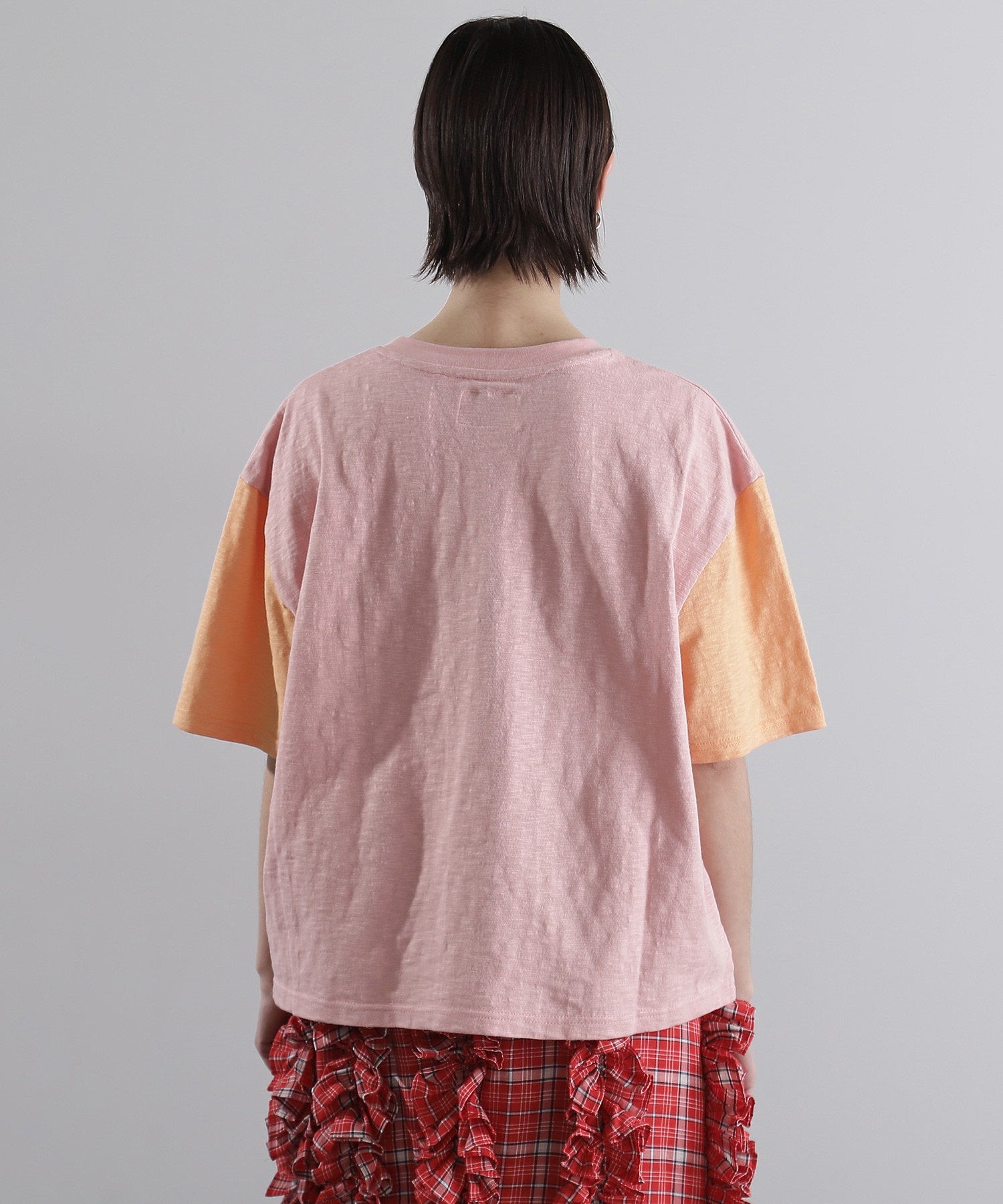 OKIRAKU×ROSE BUD/袖配色 プリントTシャツ