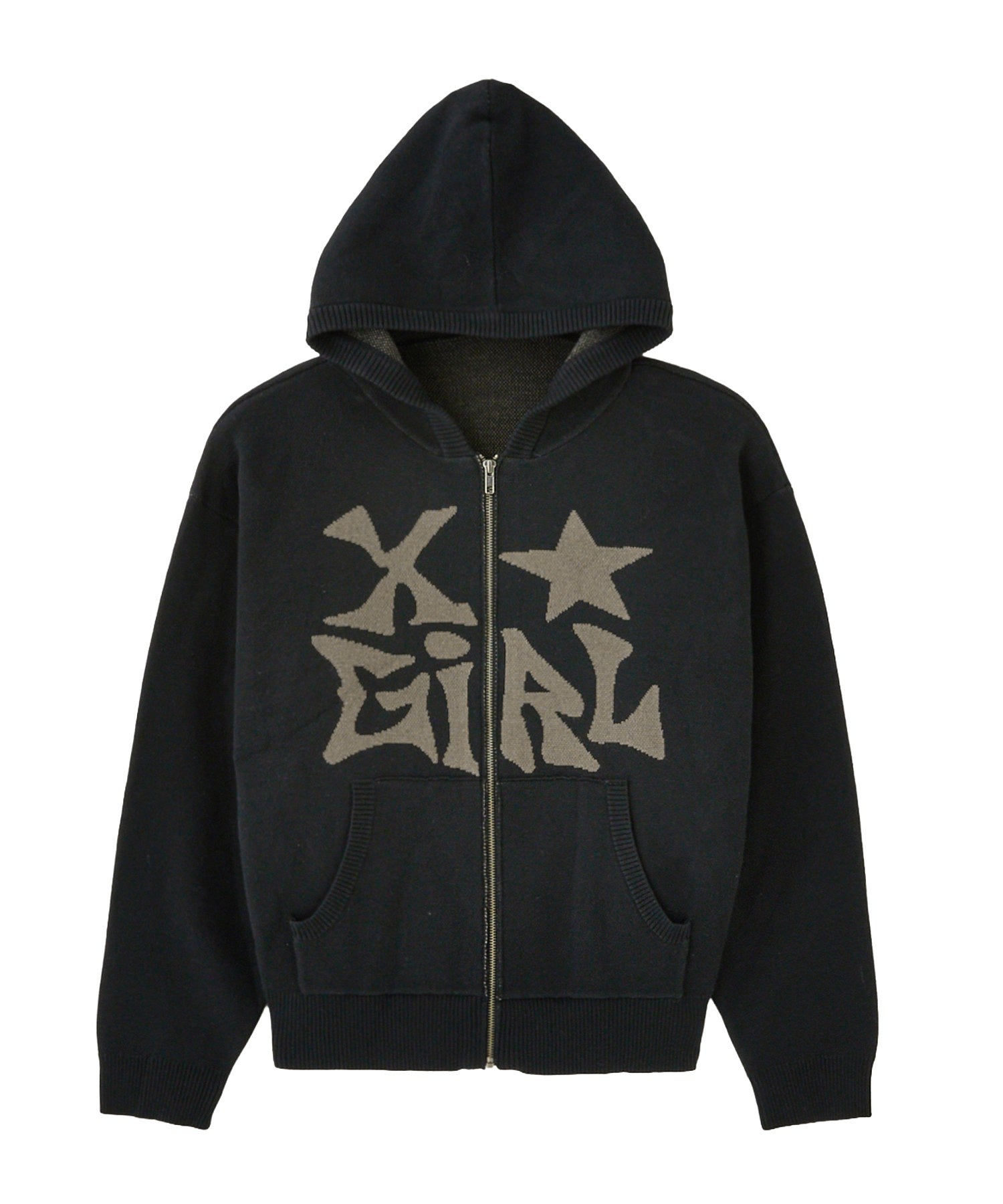 JACQUARD KNIT ZIP UP HOODIE