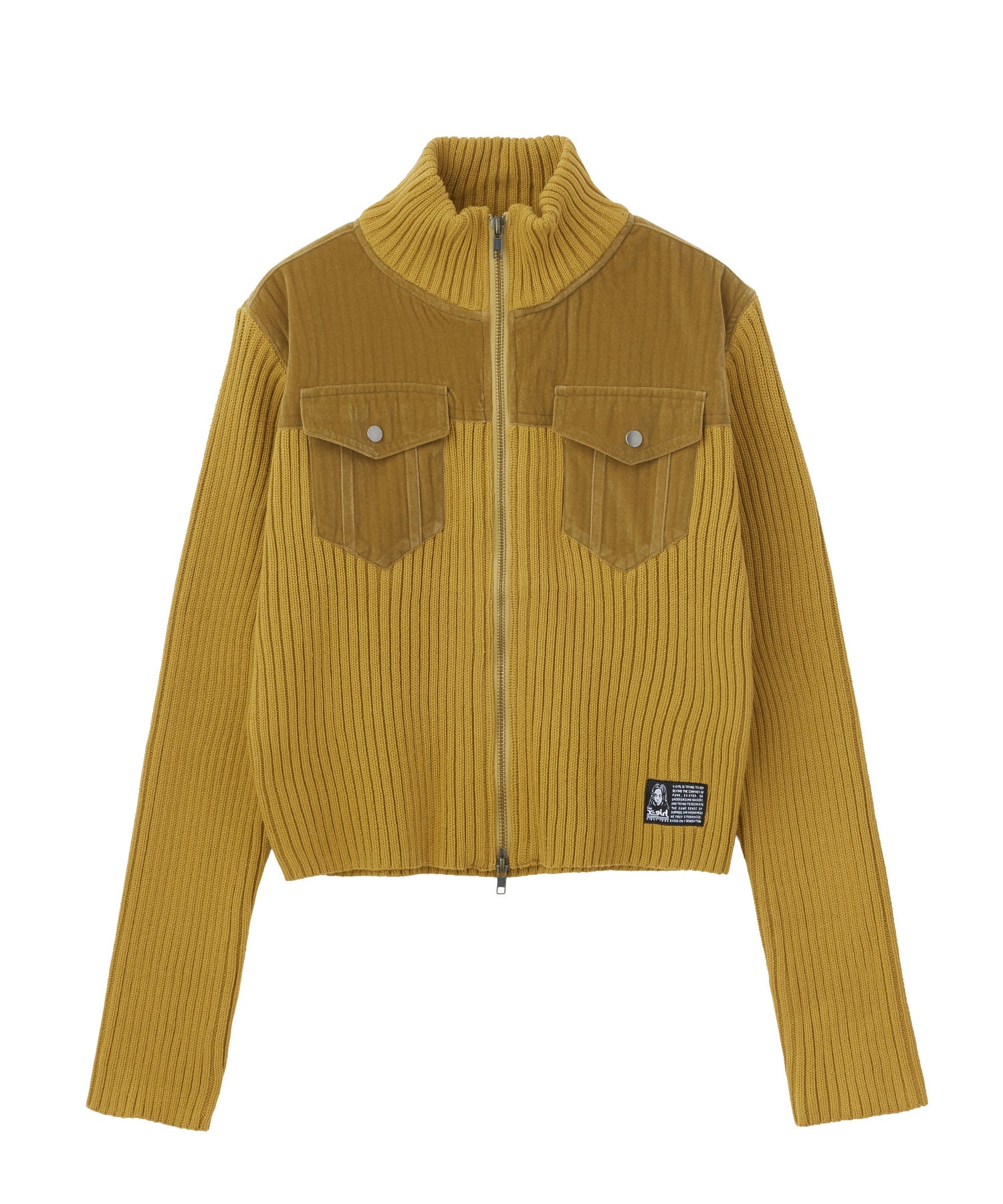 VELOUR AND KNIT ZIP UP TOP
