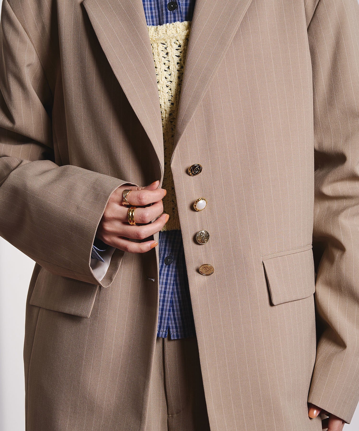 CREOLME/STRIPE TAILORED JACKET