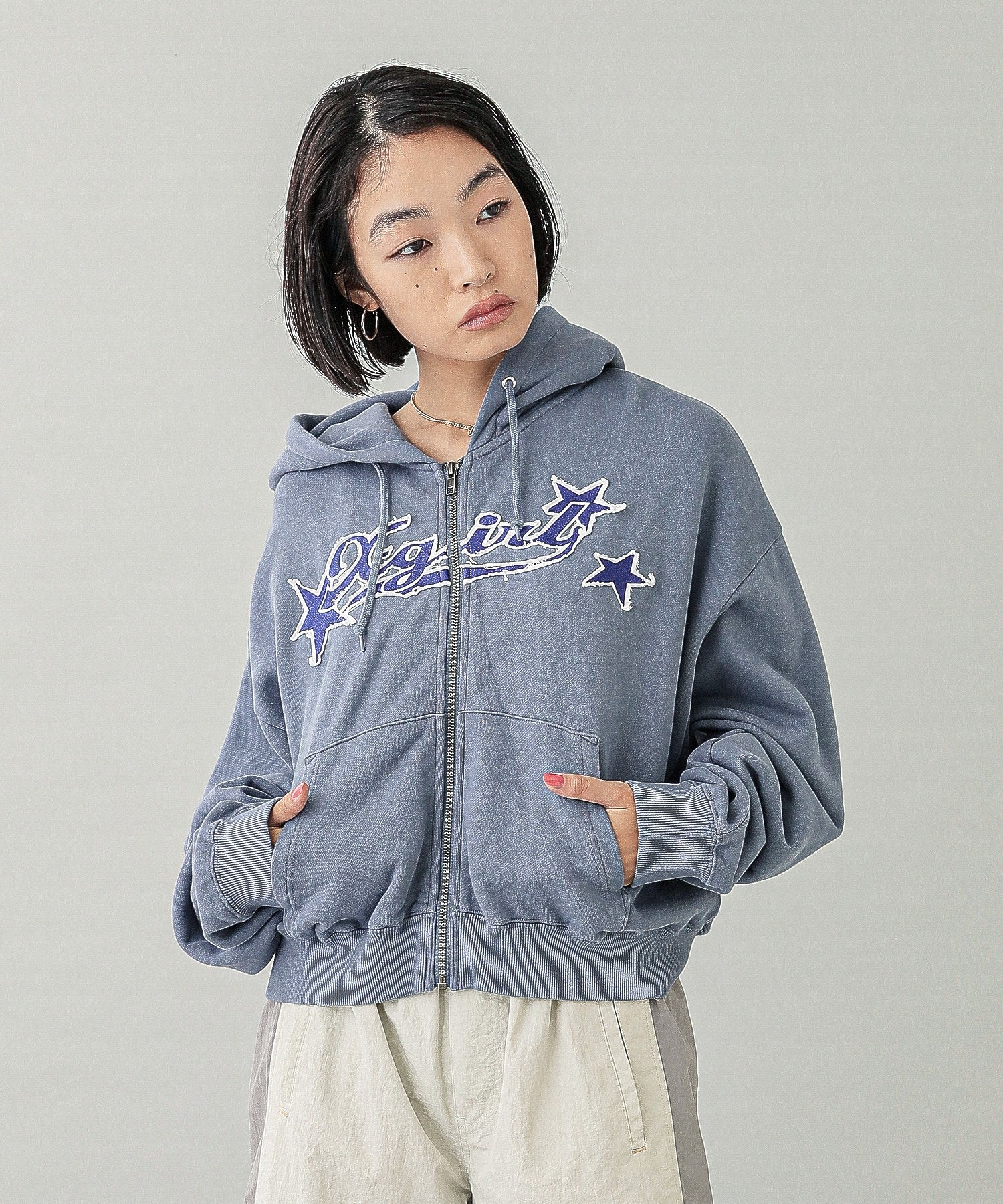 X-girl STAR LOGO ZIP UP HOODIE