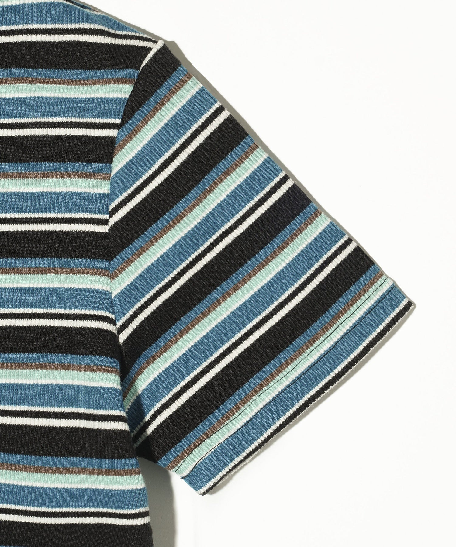 STRIPED ZIP UP S/S TOP