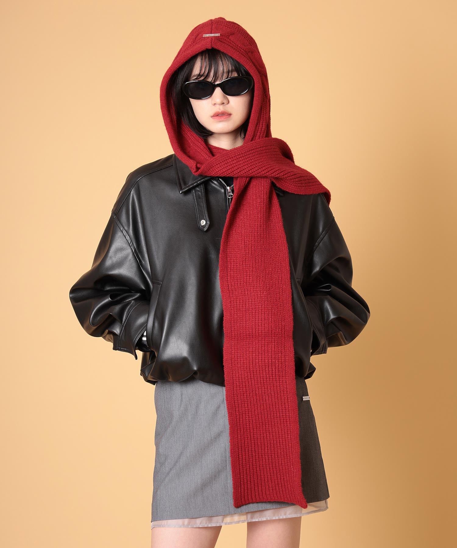 ニットフードマフラー