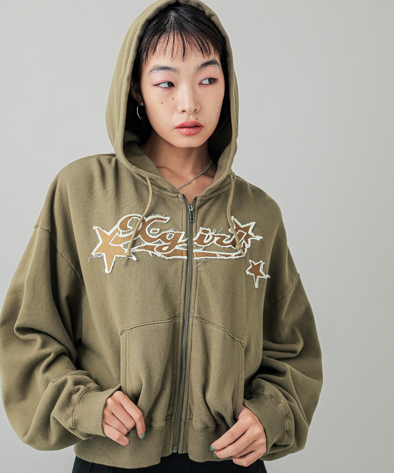 X-girl STAR LOGO ZIP UP HOODIE