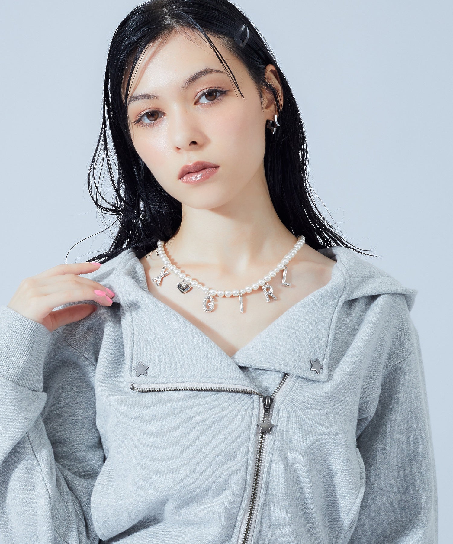 DOUBLE COLLAR ZIP UP SWEAT HOODIE