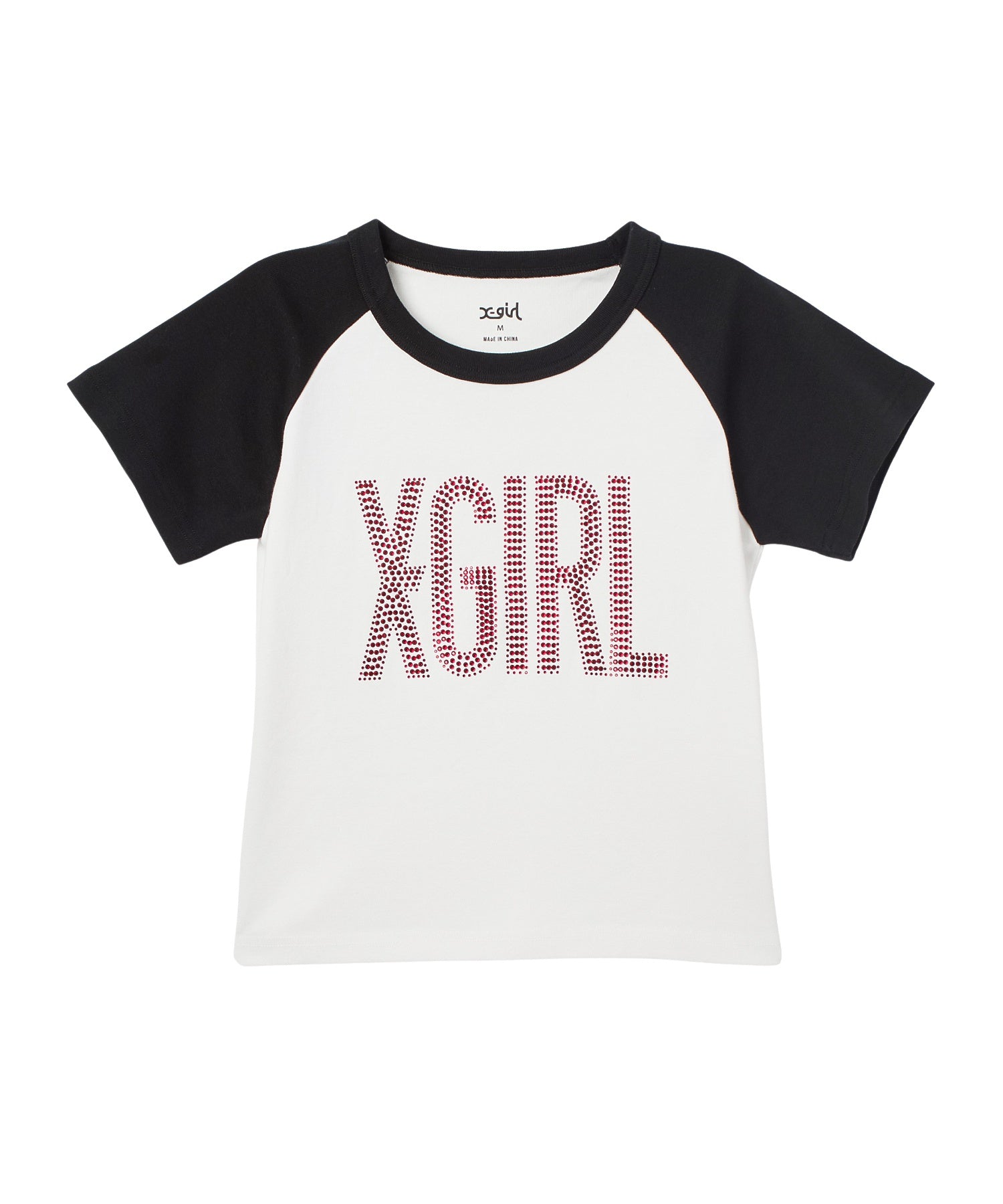 RHINESTONE VERTICAL LOGO RAGLAN S/S BABY TEE
