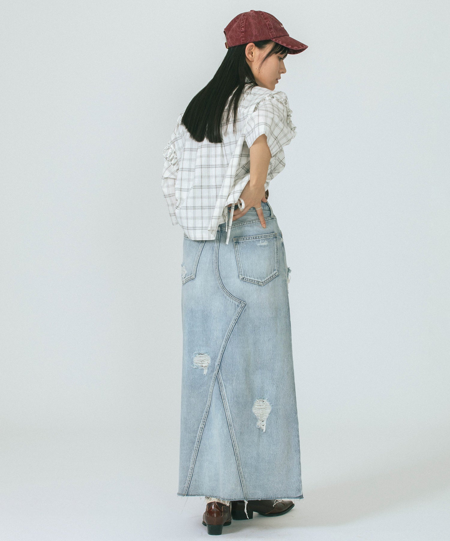 DAMEGE DENIM SKIRT