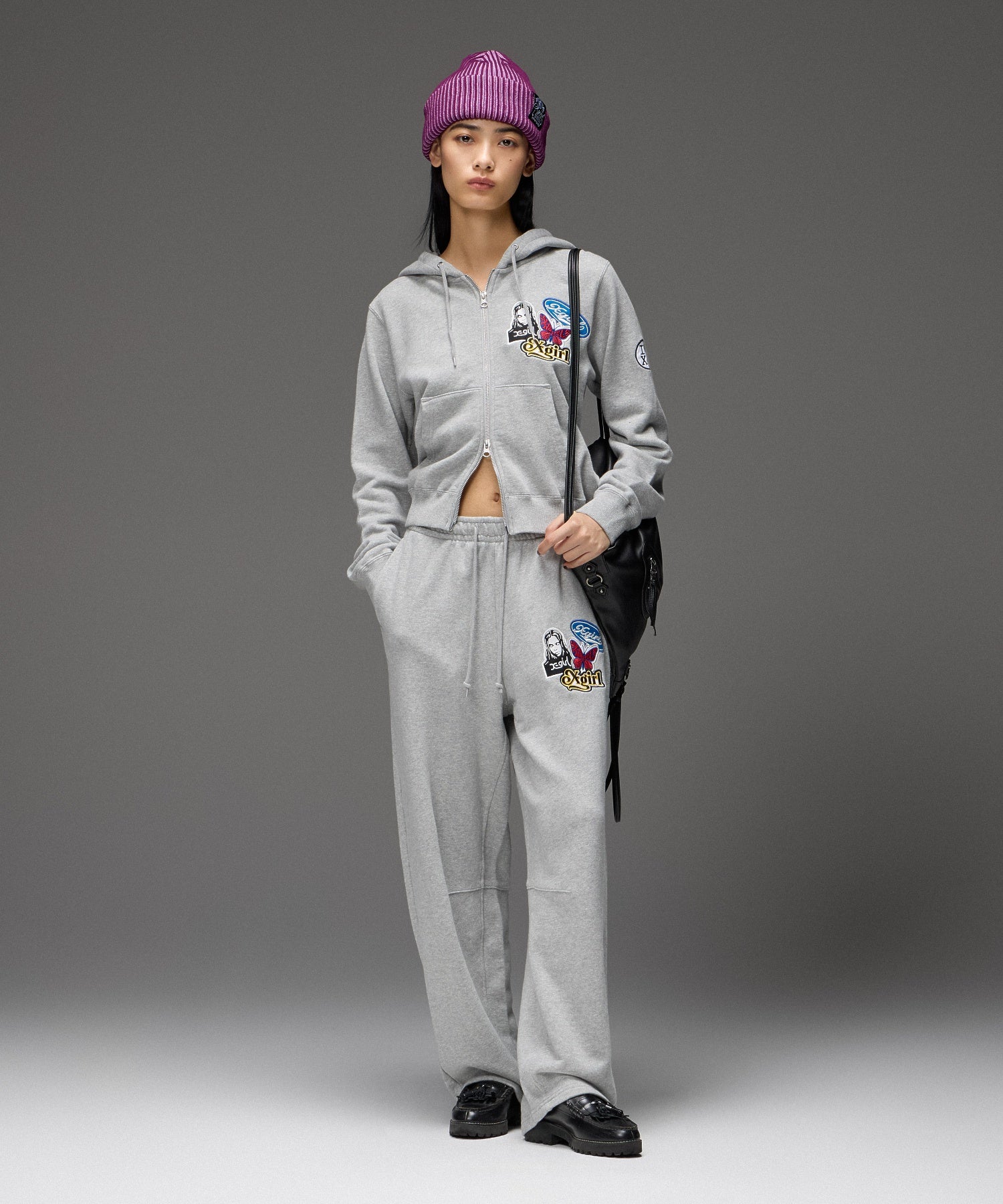 X-girl PATCHES COMPACT ZIP UP SWEAT HOODIE
