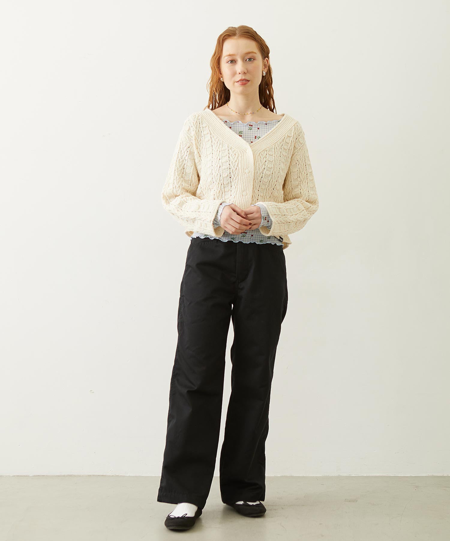 OPENWORK CABLE KNIT CARDIGAN