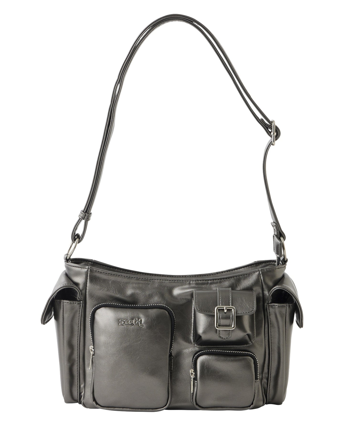 MULTI POCKET FAUX LEATHER HAND BAG