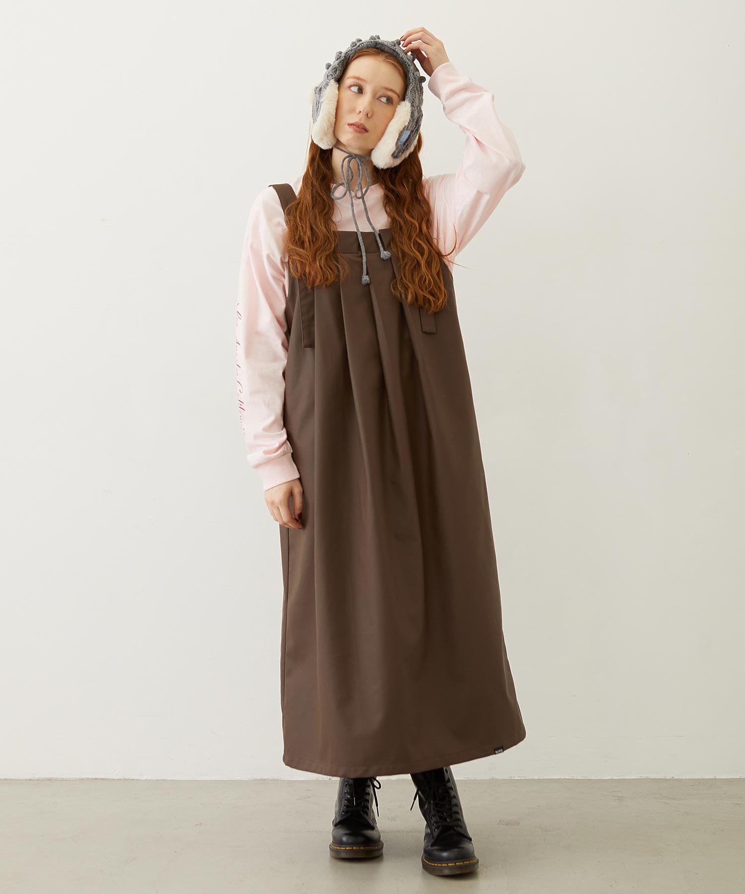 FAUX LEATHER TUCK DRESS