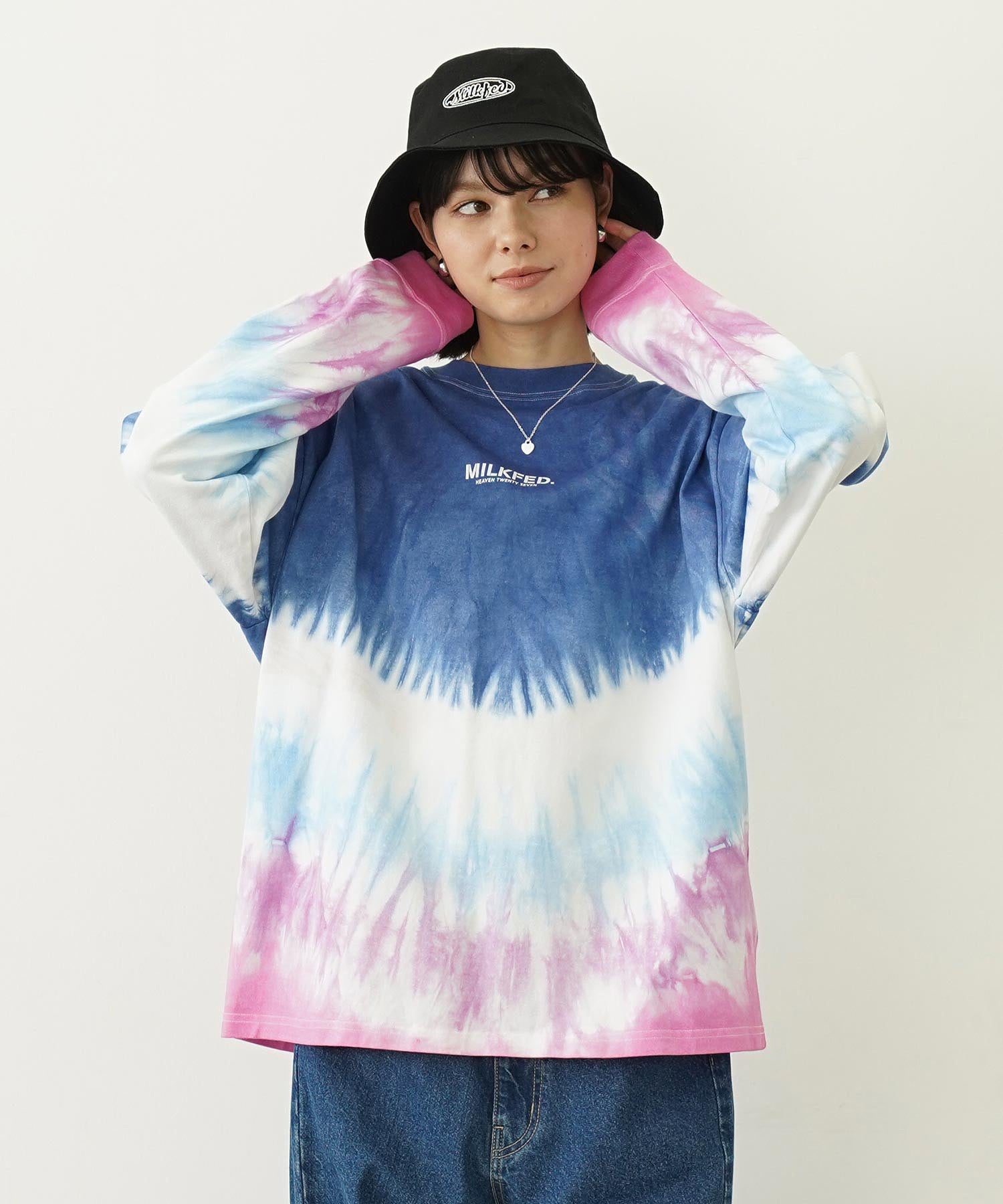 TIE DYED JAGGED PATTERN L/S TEE