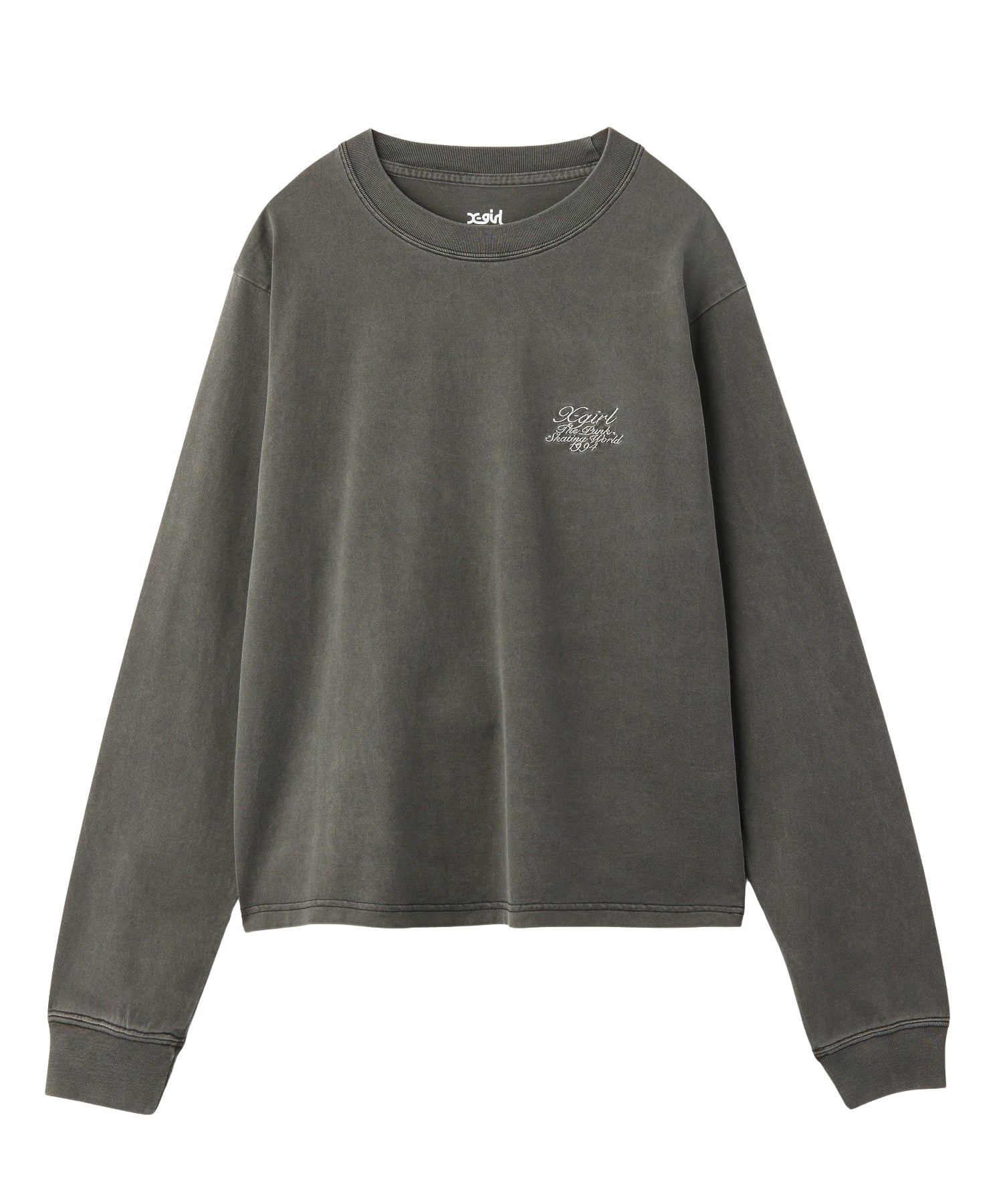 CURSIVE LOGO AND FACE FADED L/S TEE