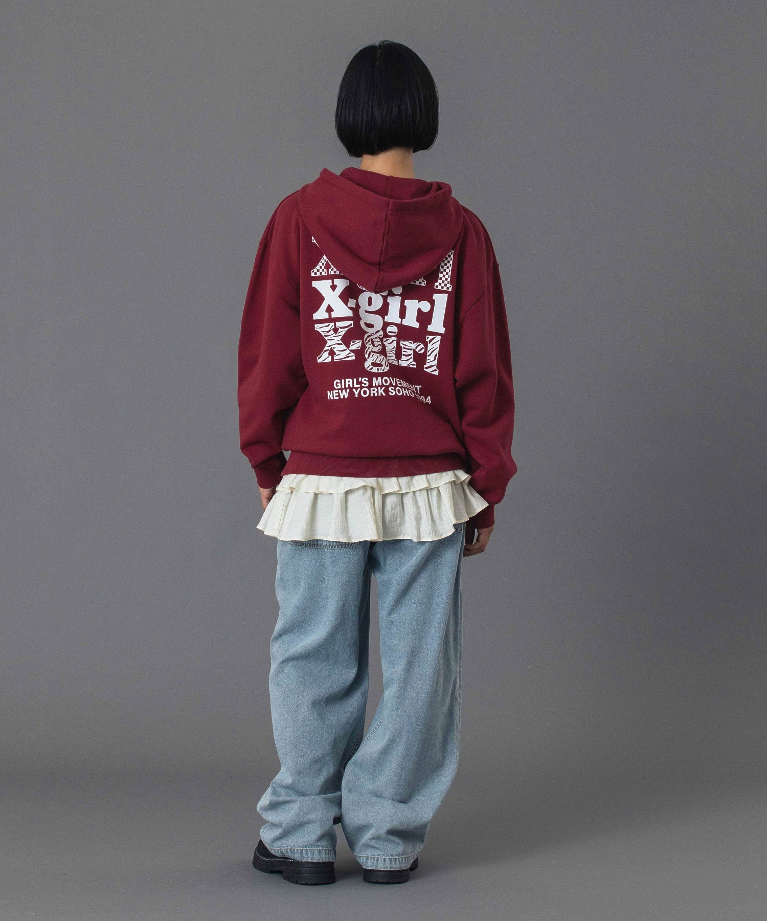 THREE LAYER LOGO ZIP UP SWEAT HOODIE