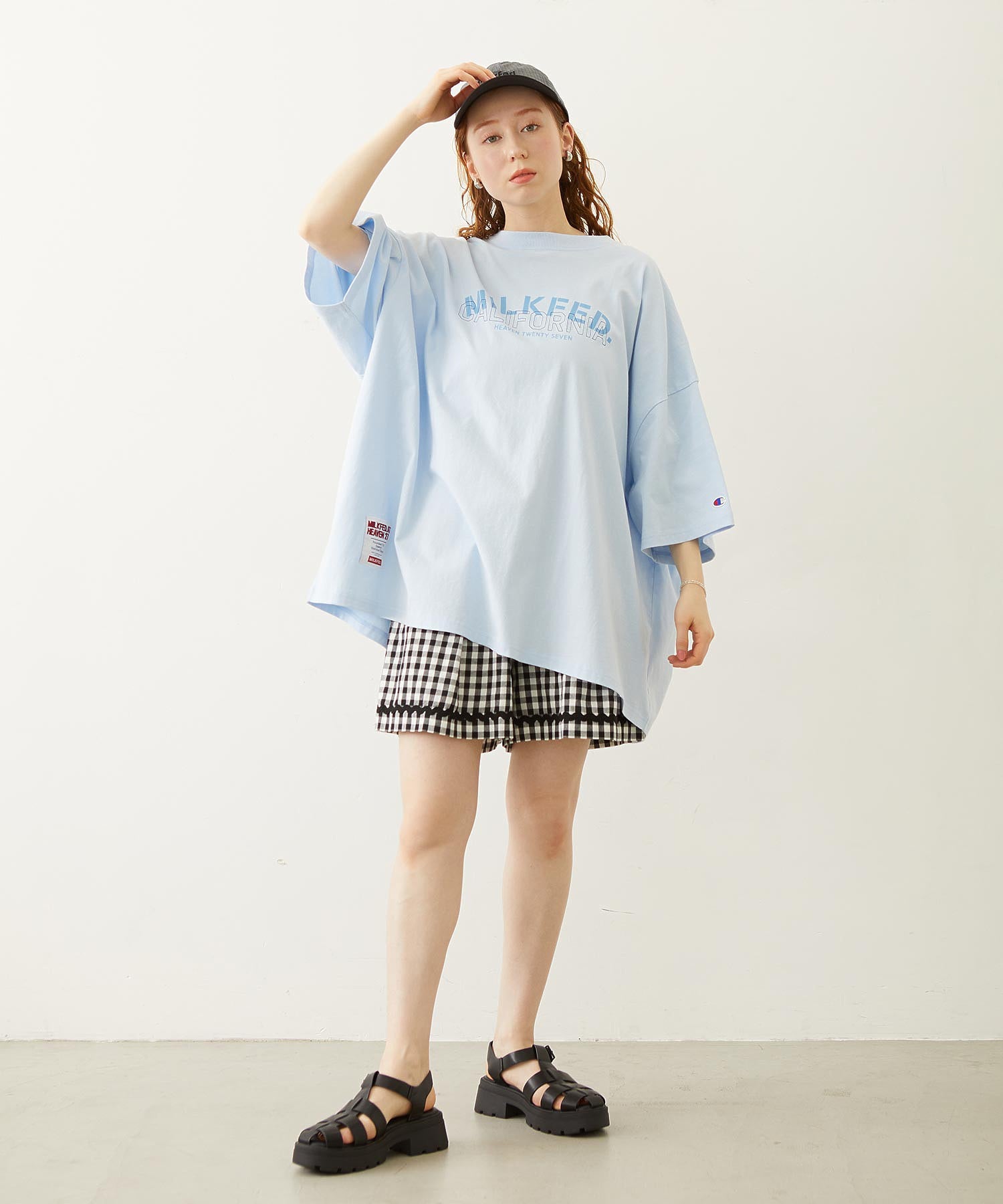 MILKFED.×CHAMPION LAYER LOGO BIG TEE