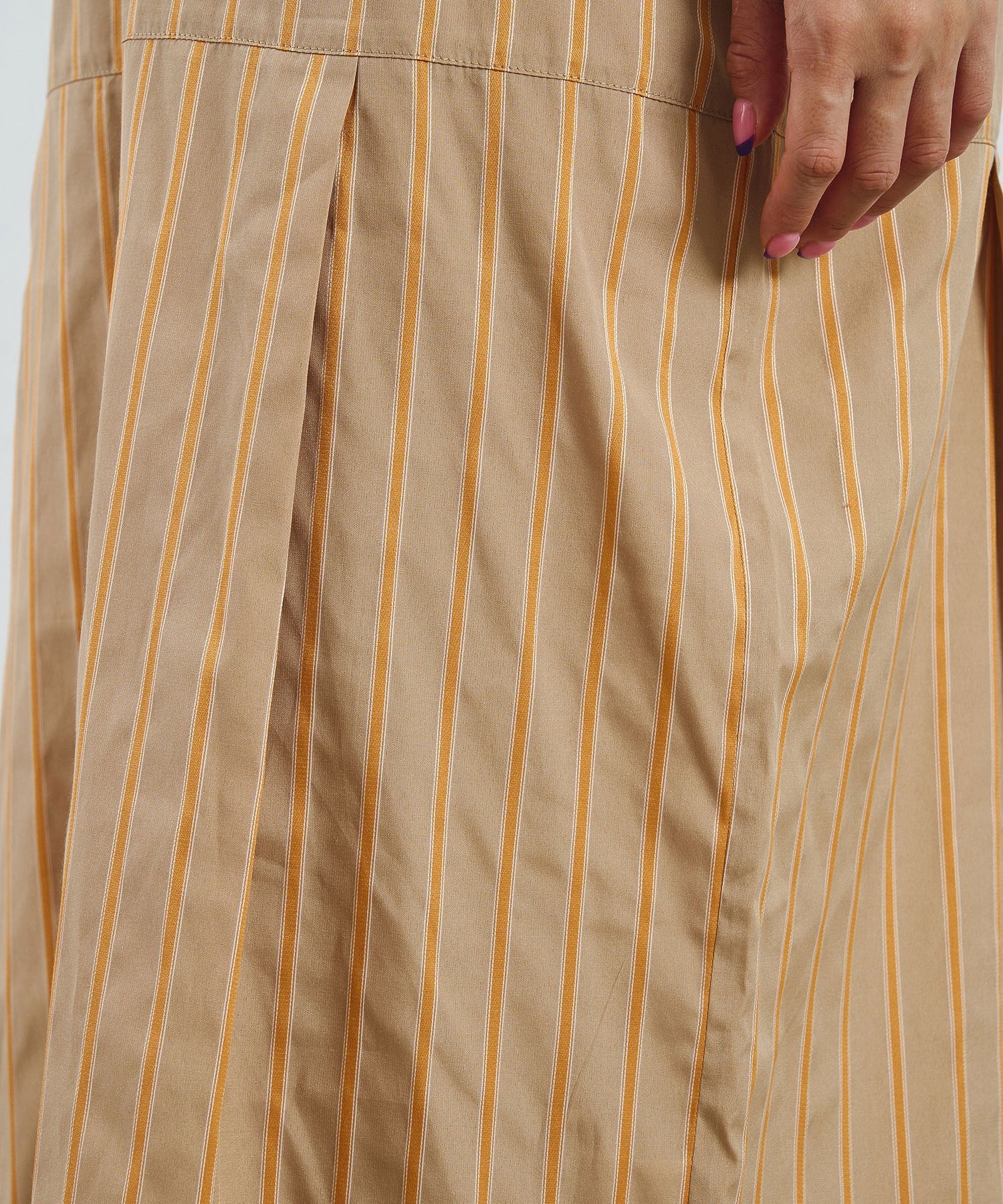 OKIRAKU×ROSEBUD/REGIMENTAL STRIPE SKIRT GRAPHIC DRESS