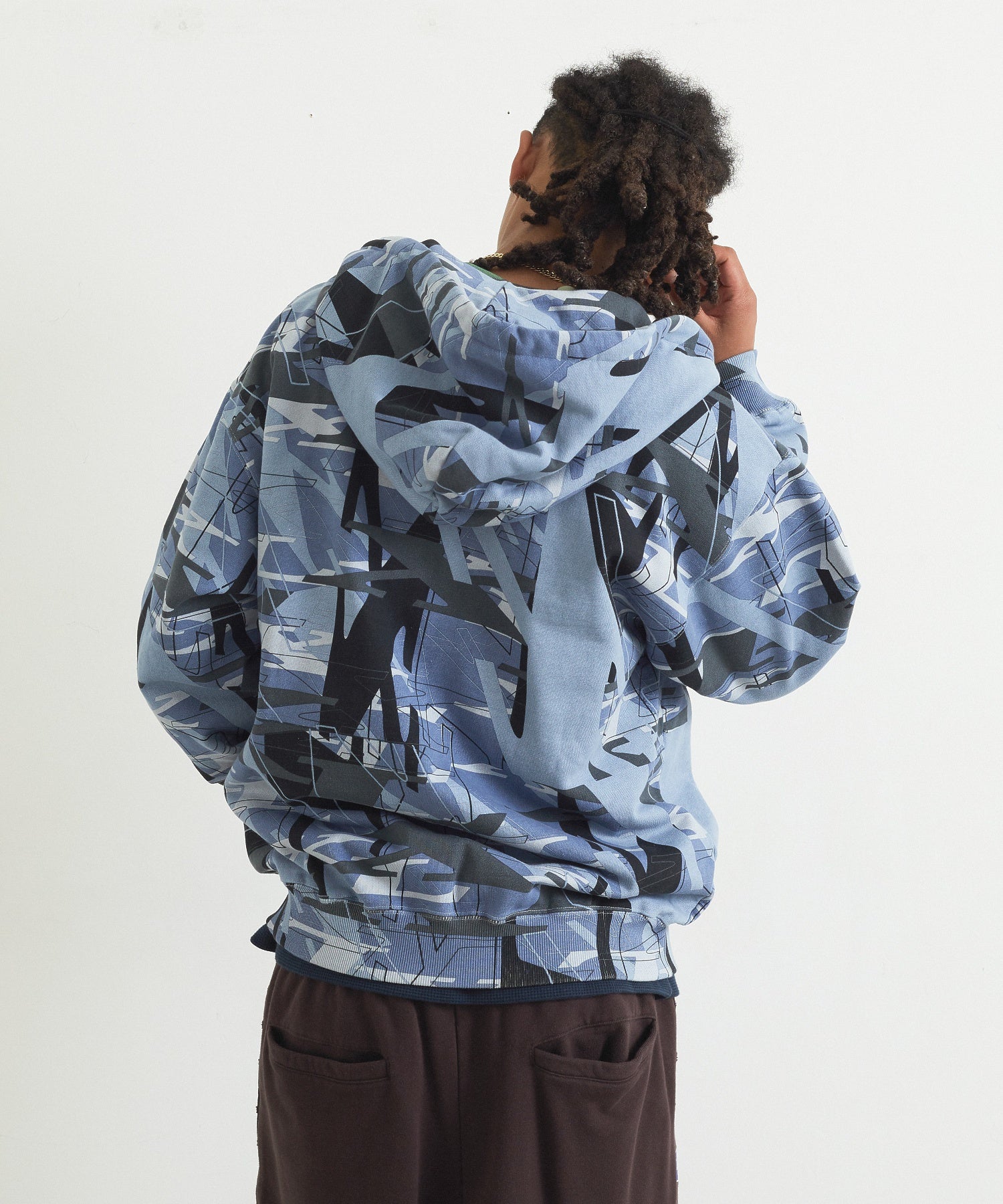 ALLOVER PRINT ZIP HOODED SWEATSHIRT