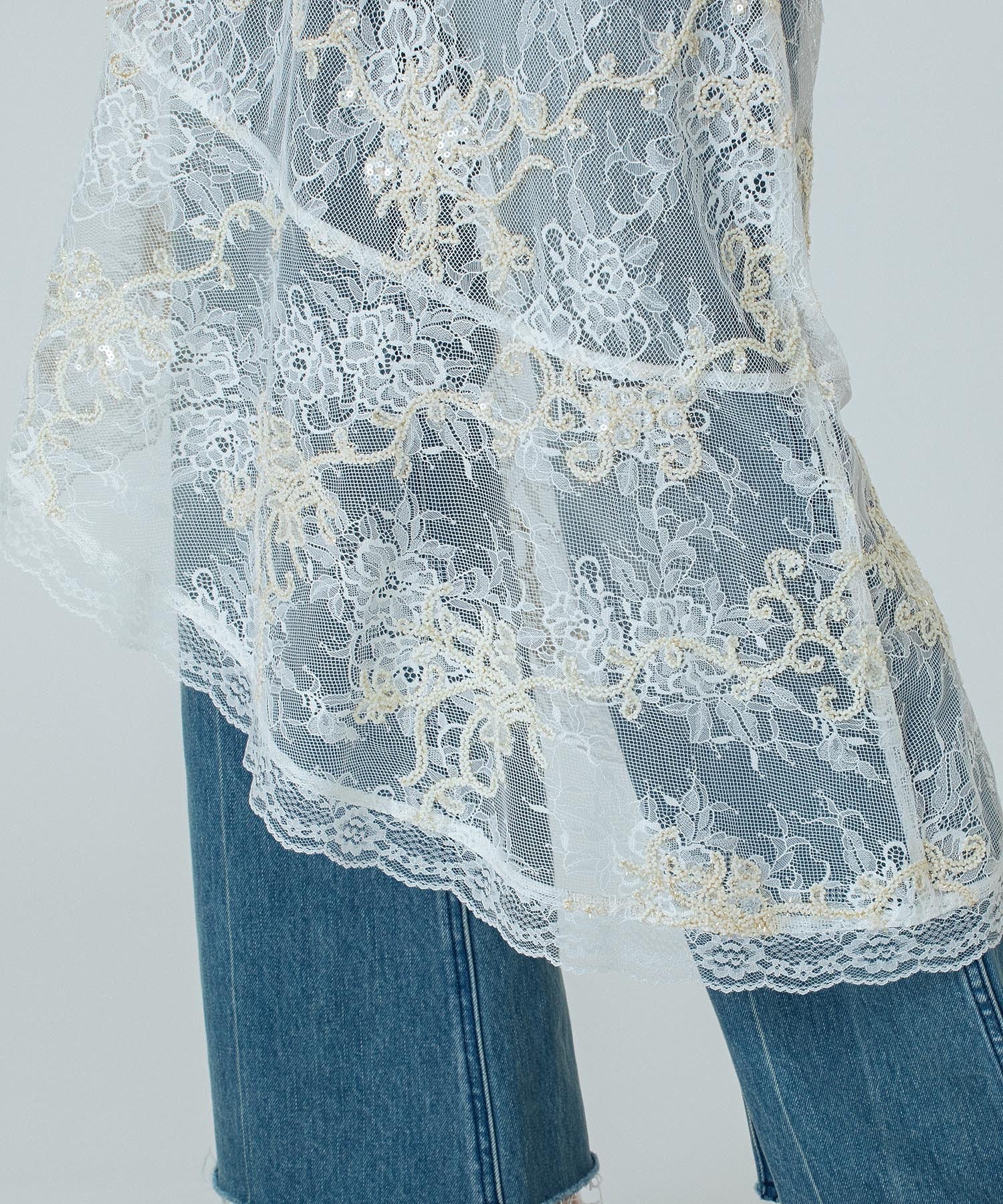 CREOLME/EMBROIDERY SHEER SKIRT