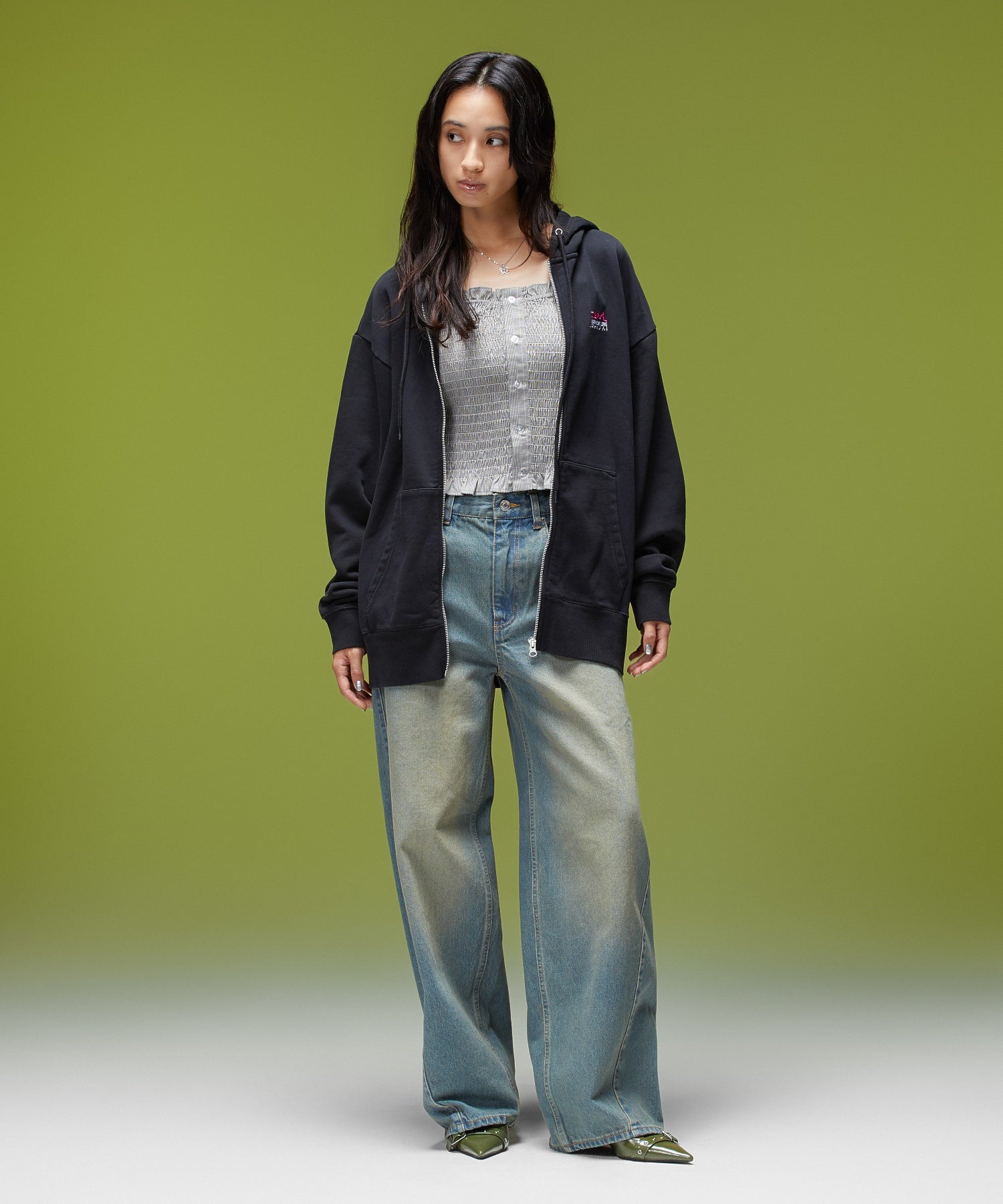 LOGO MARK STITCHED DENIM PANTS
