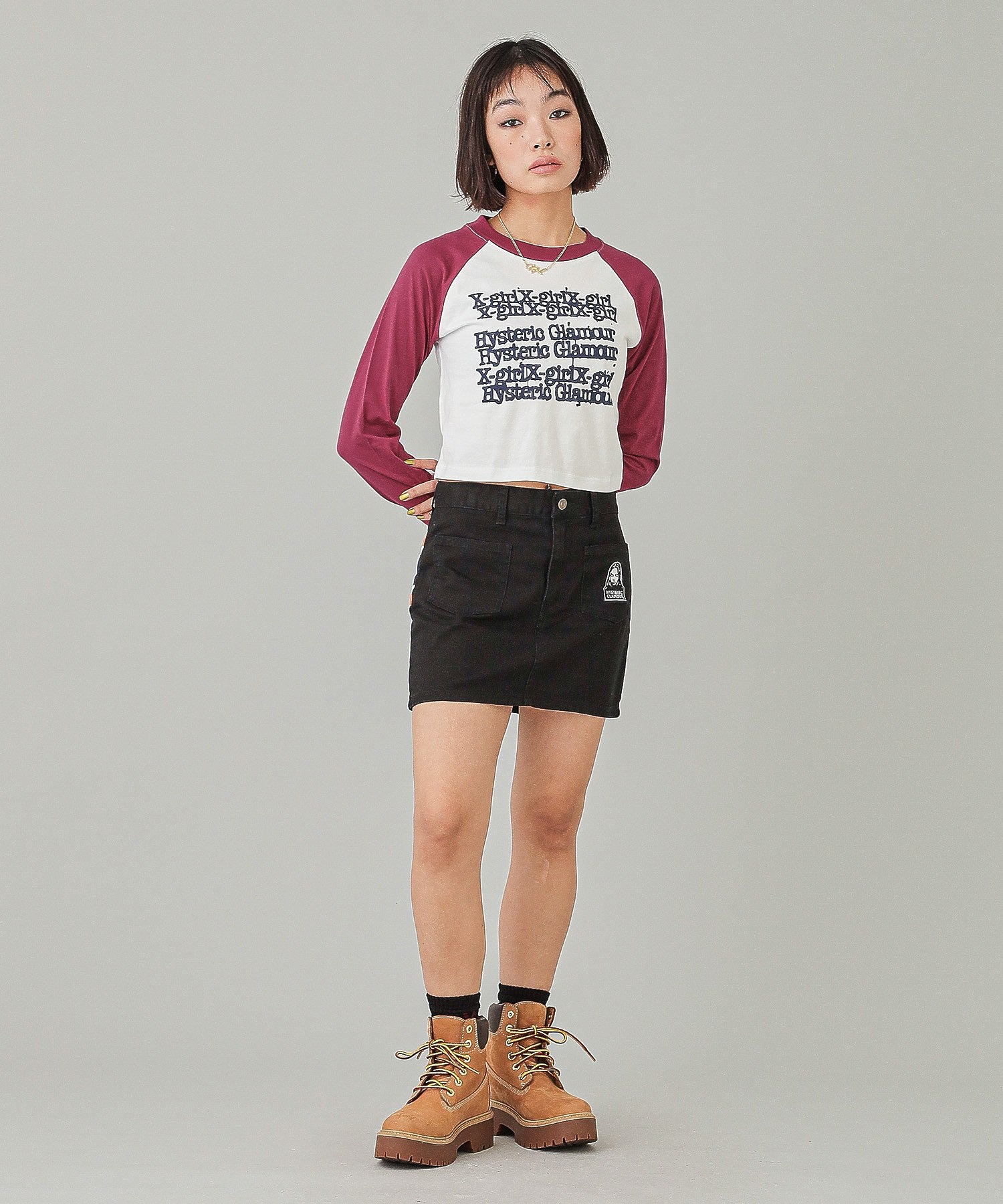 X-girl x HYSTERIC GLAMOUR L/S RAGLAN COMPACT TOP