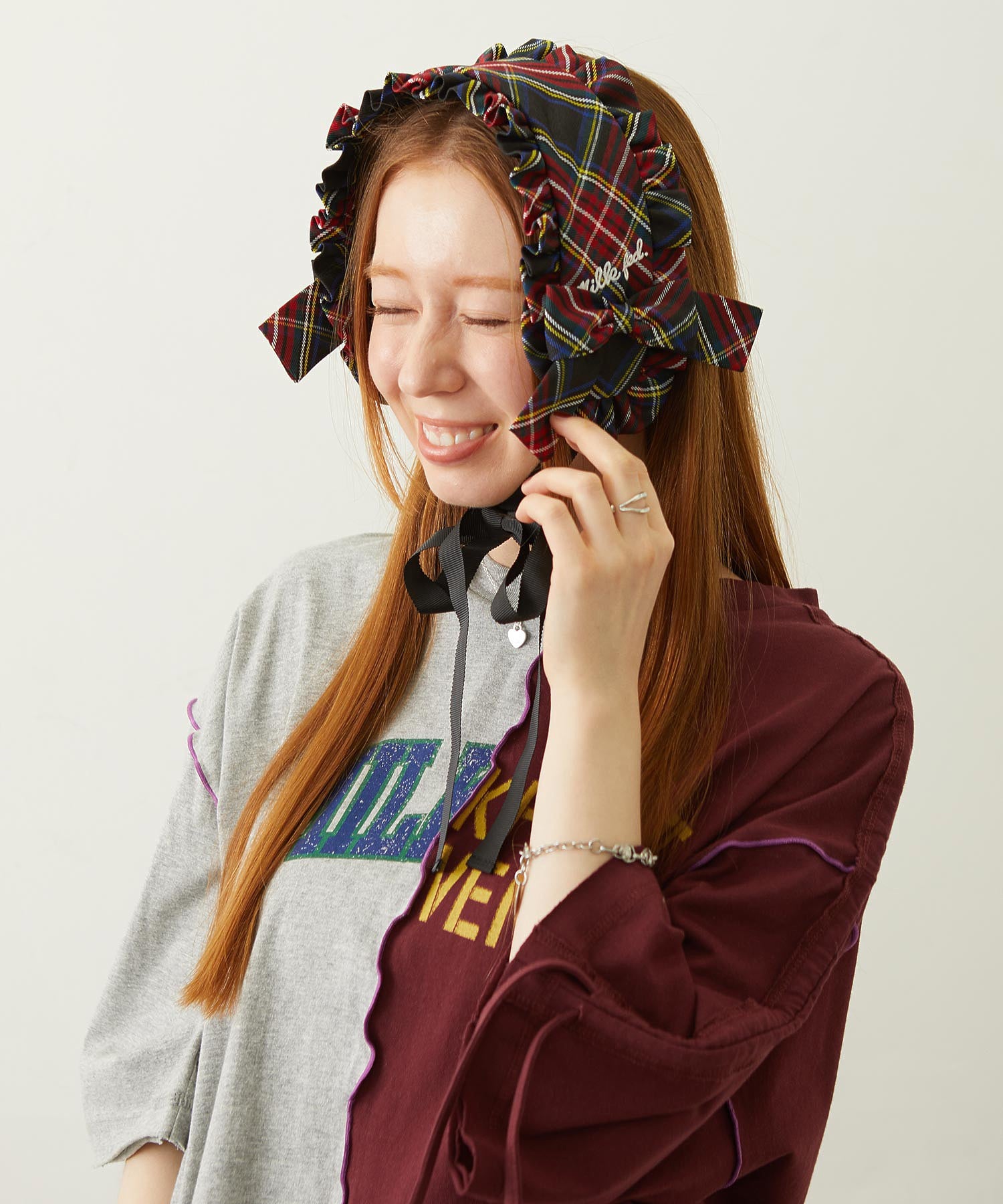 FRILLED TARTAN EARMUFFS