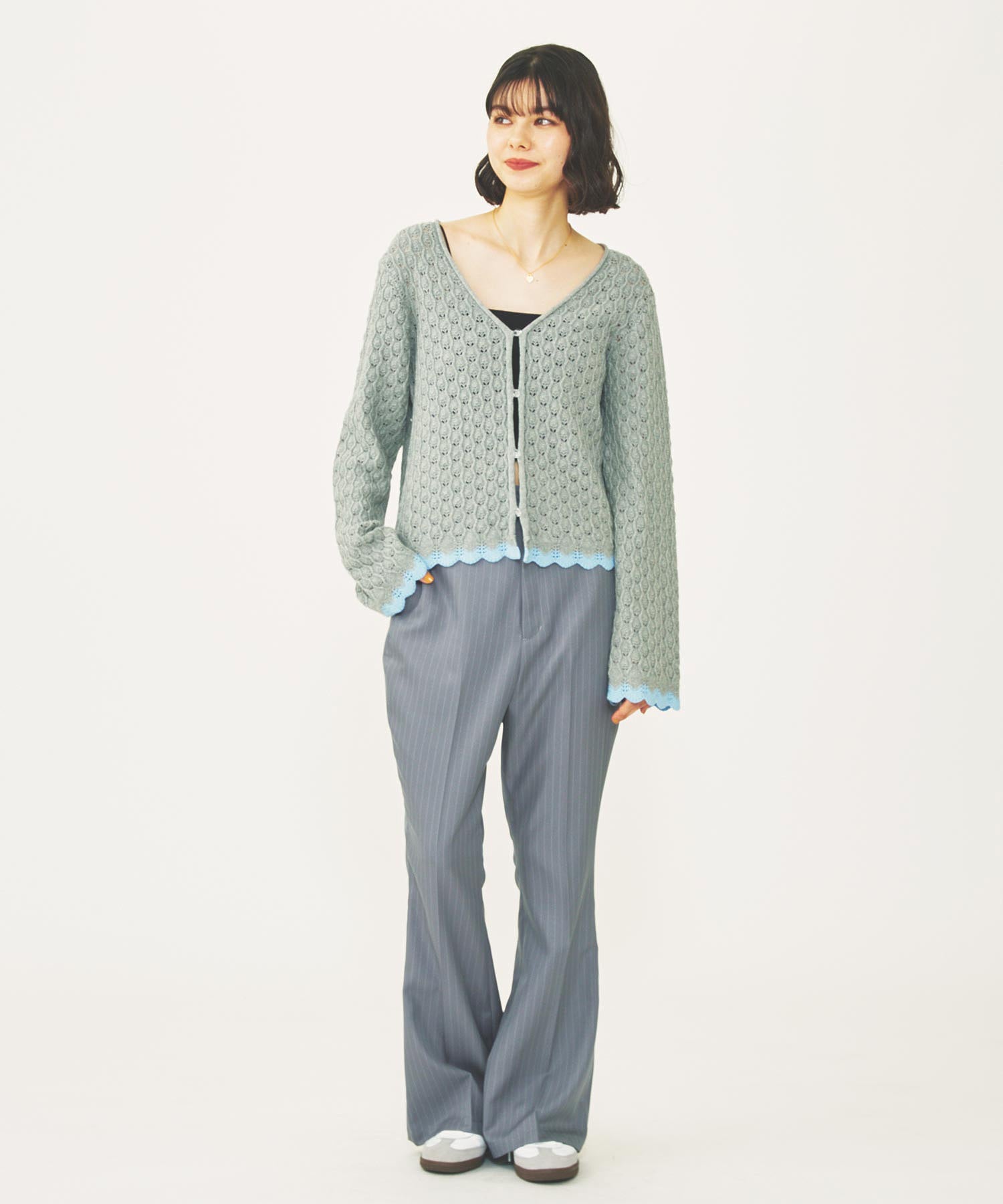 SCALLOP HEM KNIT CARDIGAN