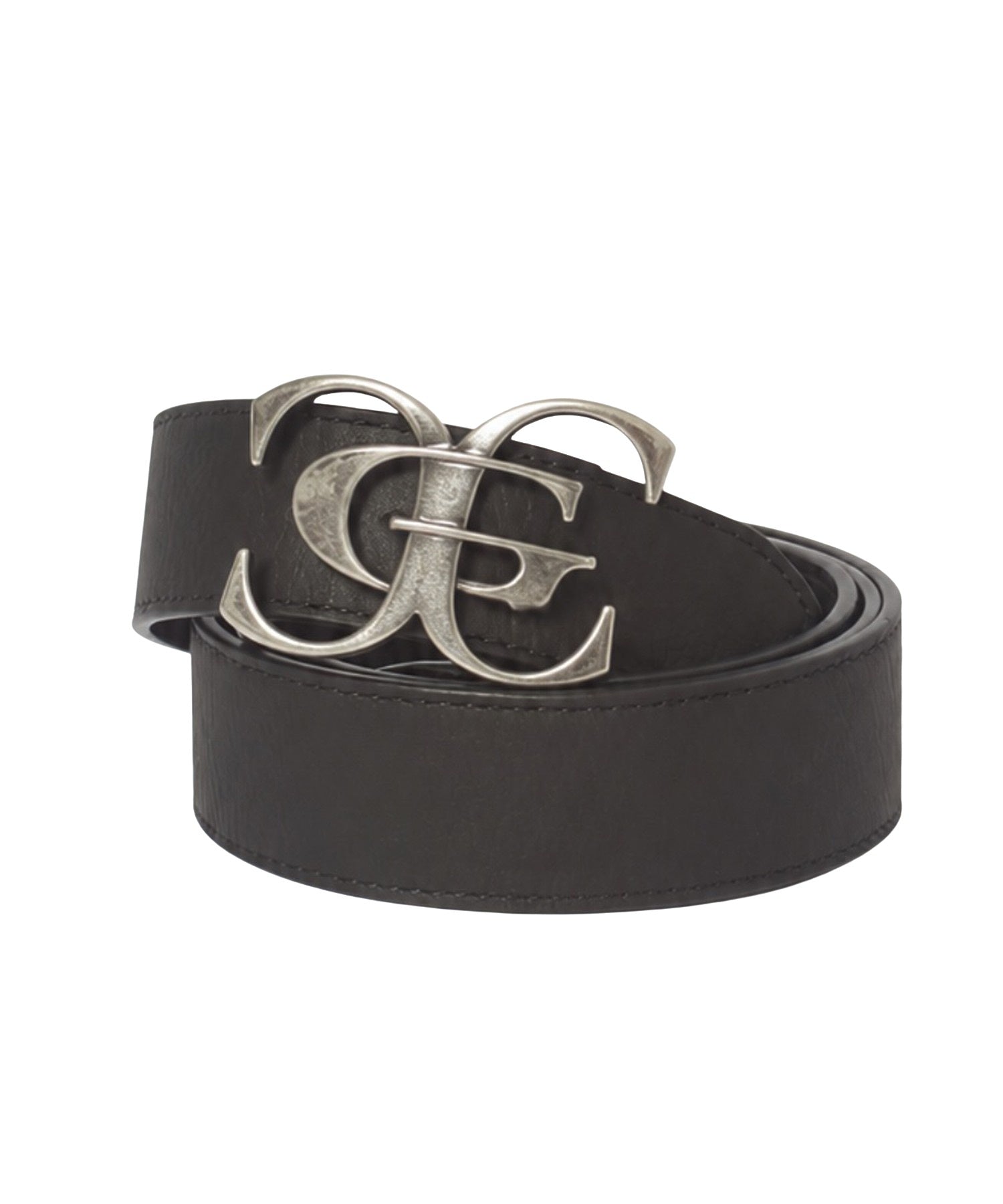 METAL XG EMBLEM BUCKLE FADED FAUX LEATHER BELT