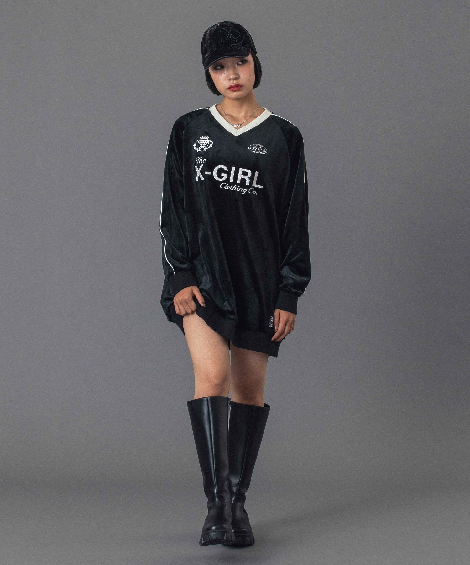 VELOUR GAME SHIRT DRESS