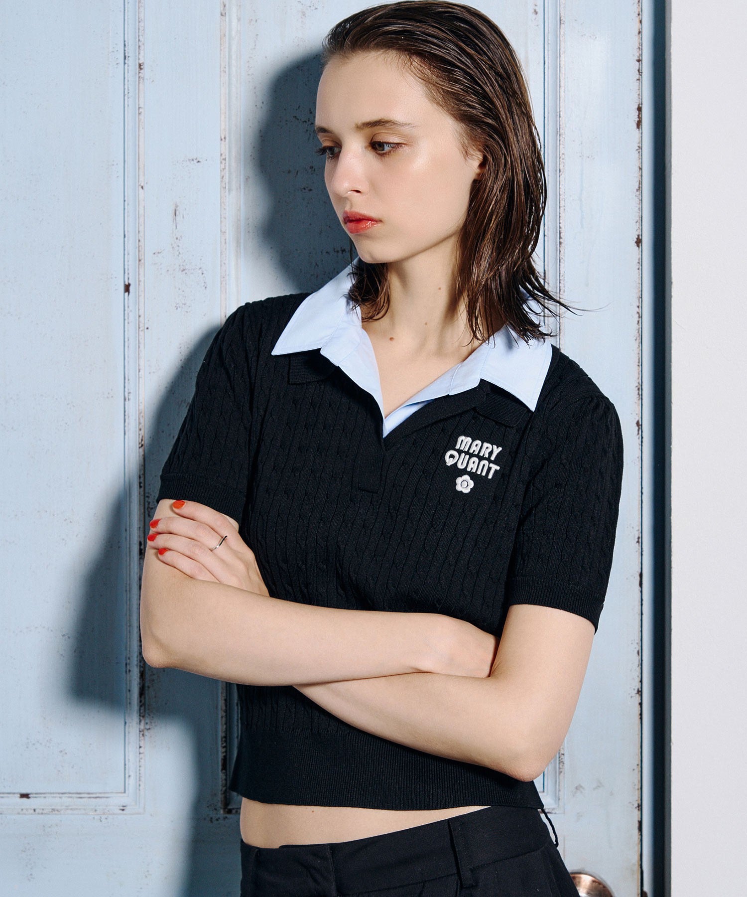 【ROSE BUD別注】MARY QUANT/LAYERED POLO KNIT