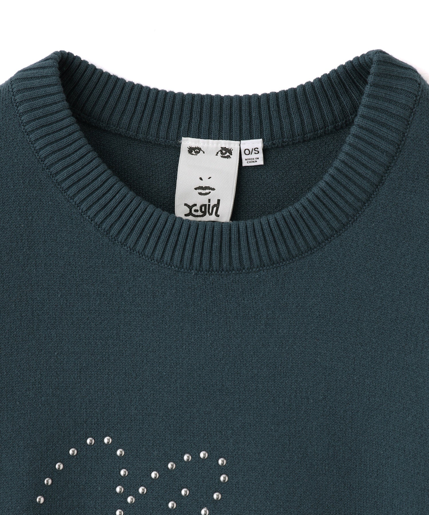 STUDDED LOGO KNIT TOP