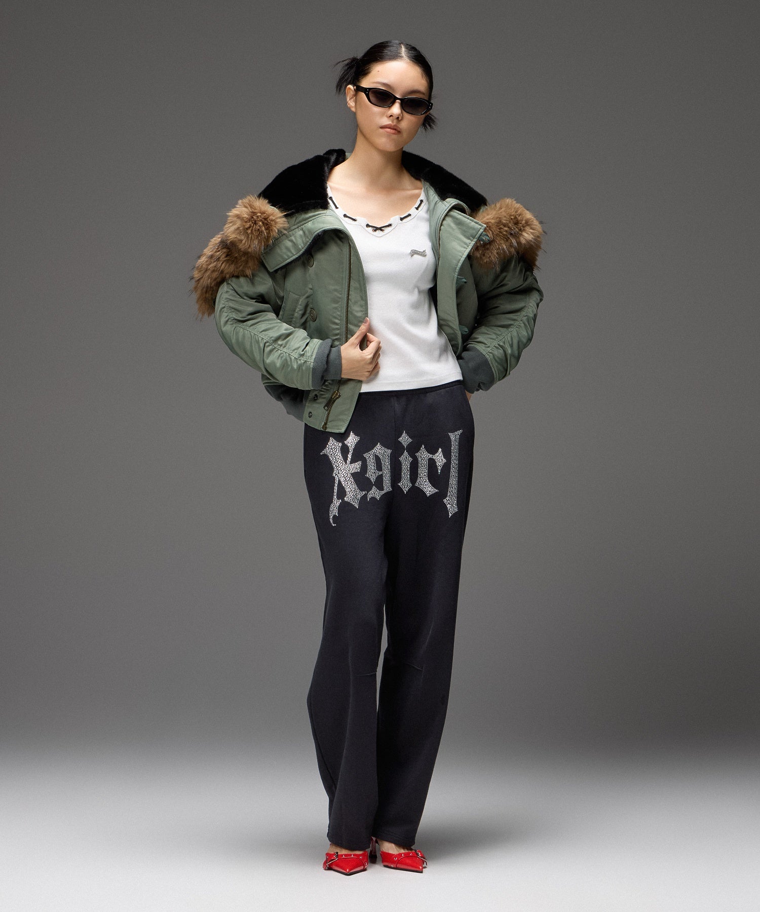 RHINESTONE BLACKLETTER LOGO SWEATPANTS