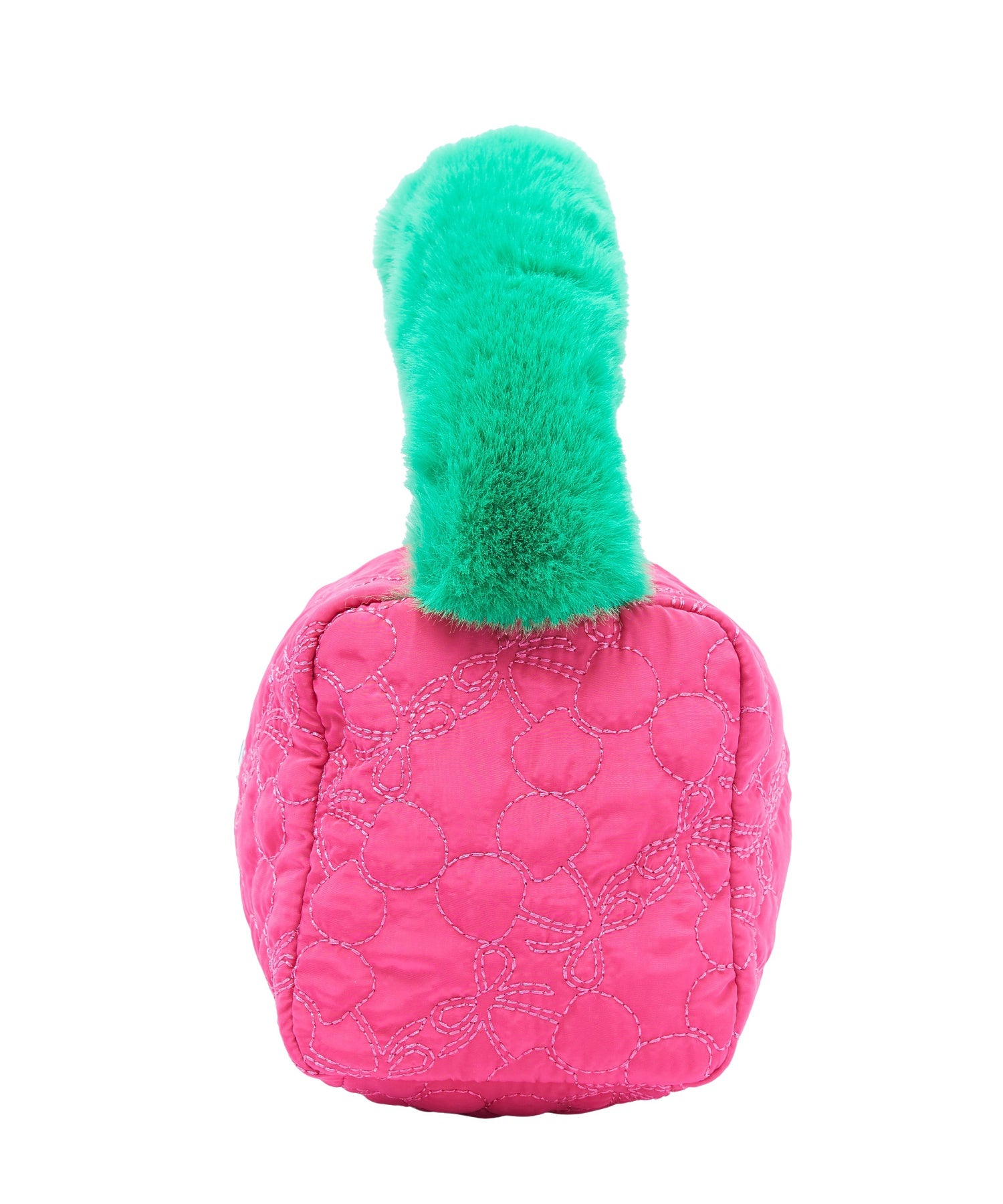 CHERRY QUILTED FUR HANDLE BAG