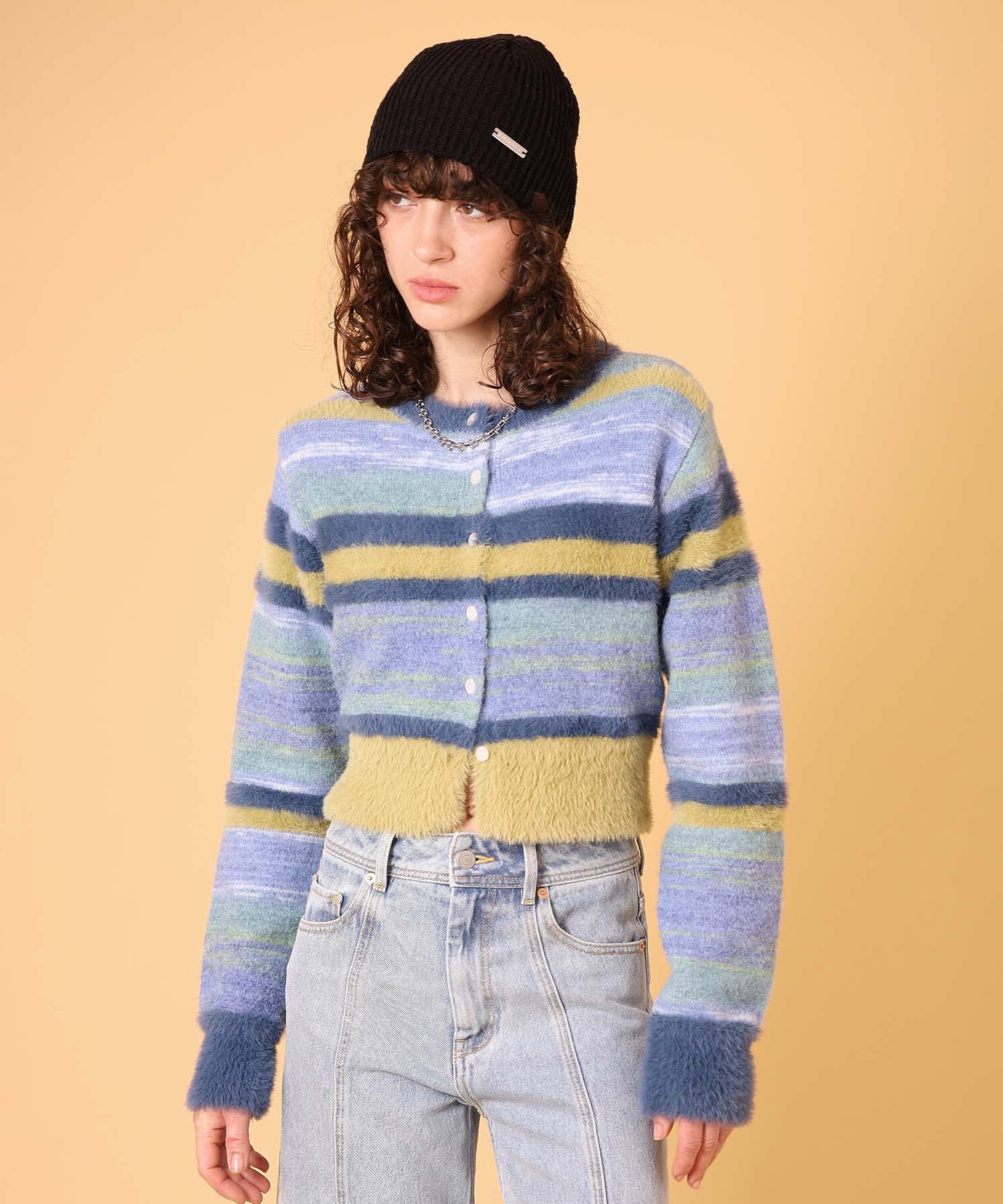 マルチボーダーシャギーカーディガン