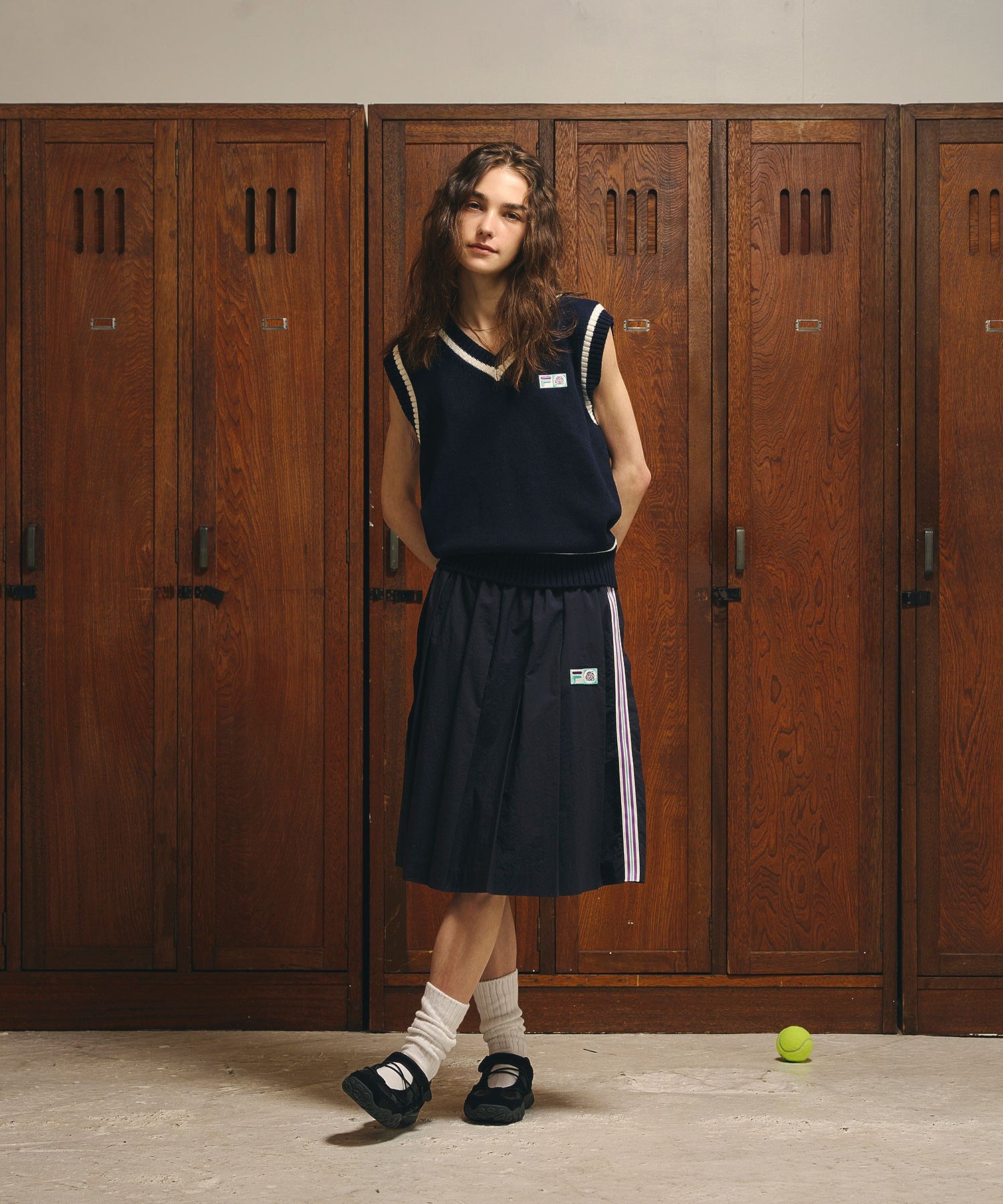 FILAⅹROSEBUD SIDE LINE PLEATED SKIRT
