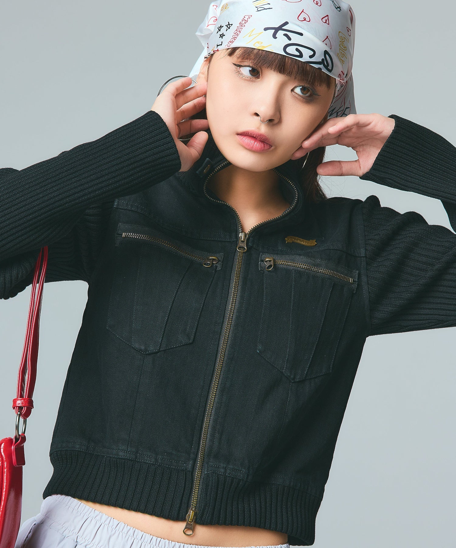 FADED RIBBED SLEEVE JACKET