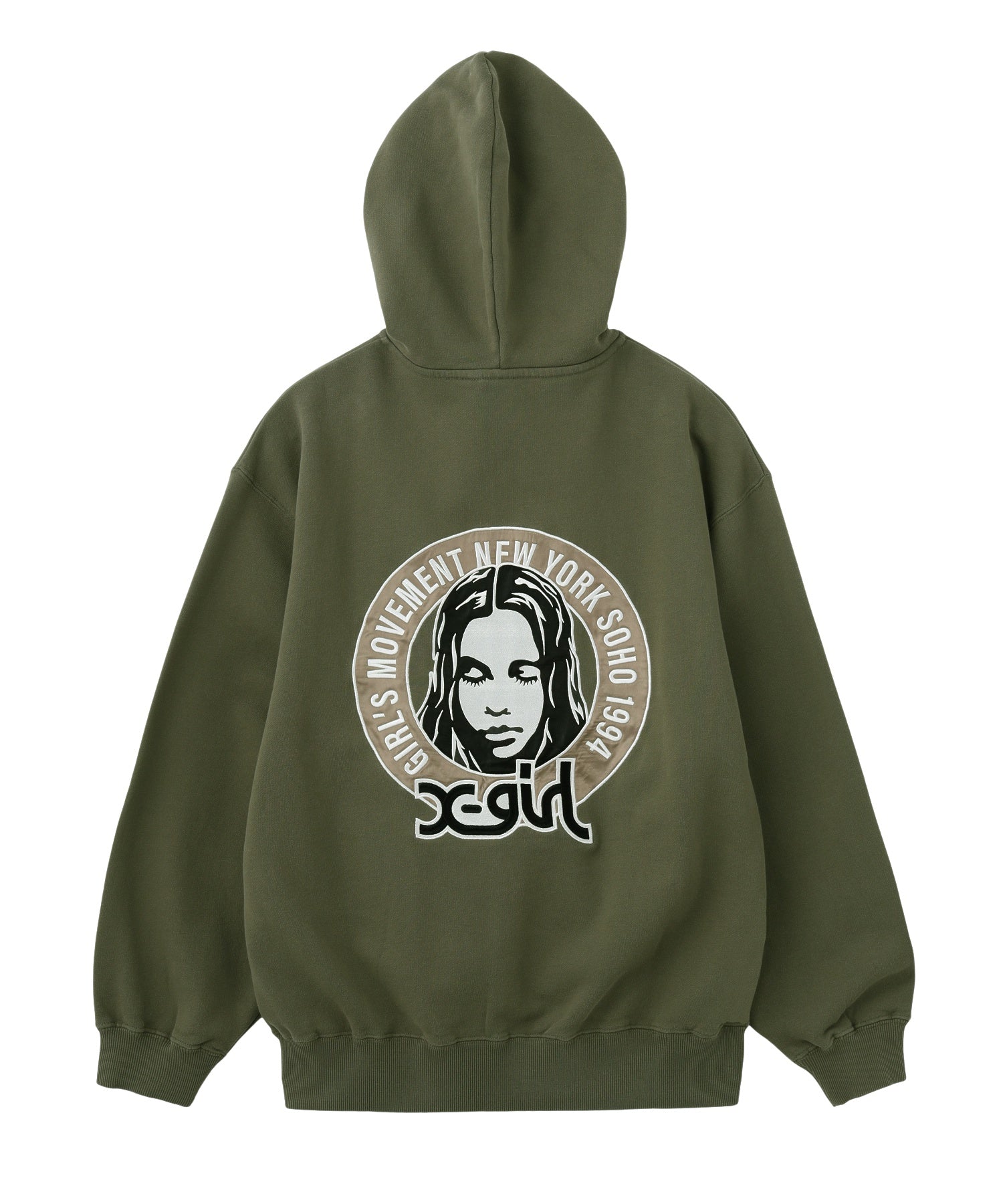 FACE IN CIRCLE LOGO PATCH ZIP UP SWEAT HOODIE