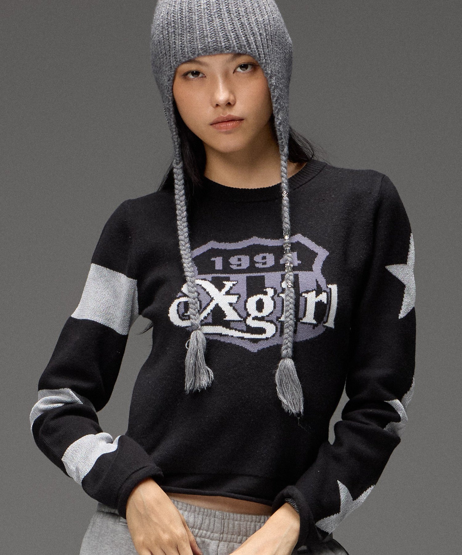 EMBLEM LOGO JACQUARD COMPACT KNIT TOP