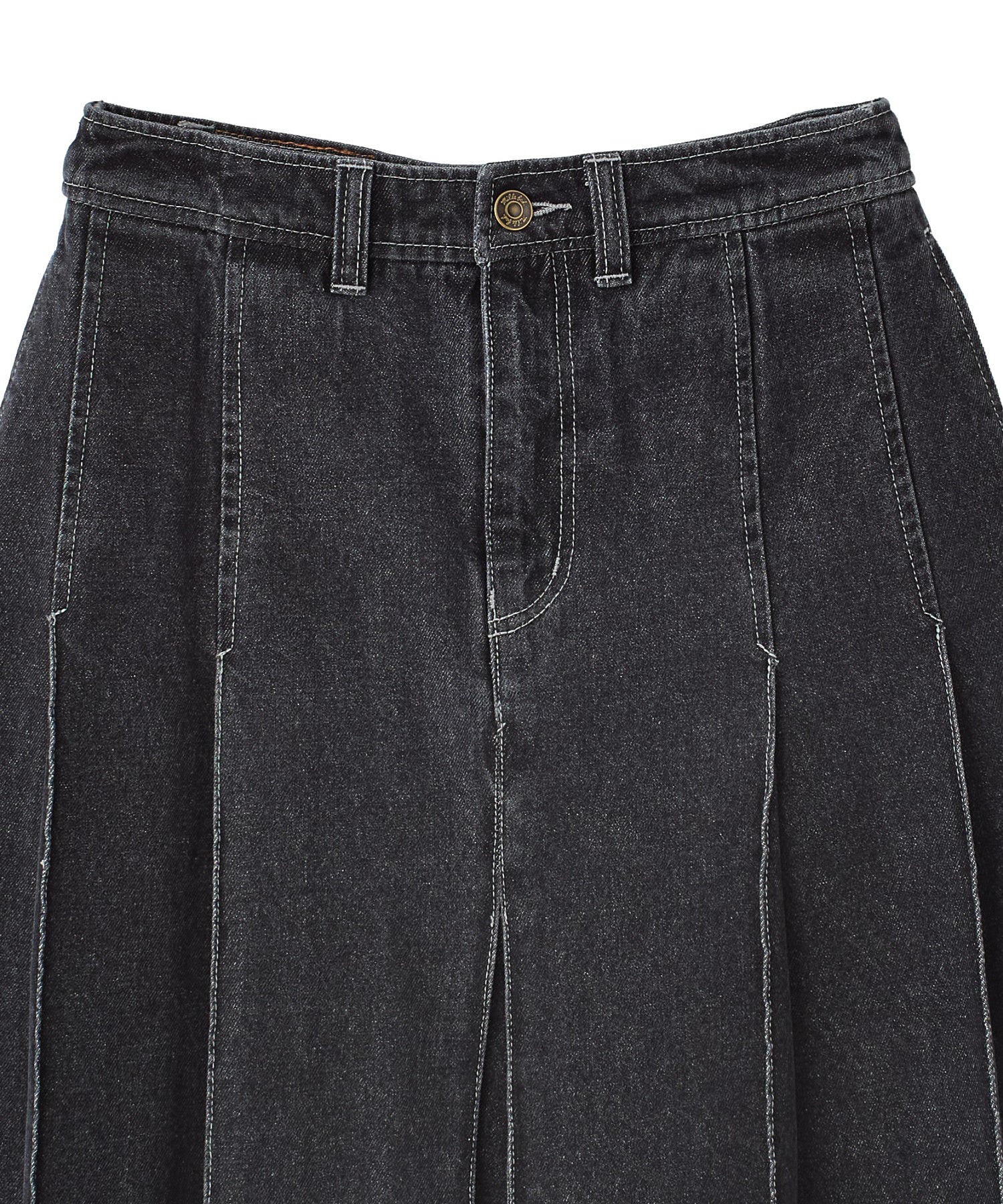 PLEATED DENIM SKIRT
