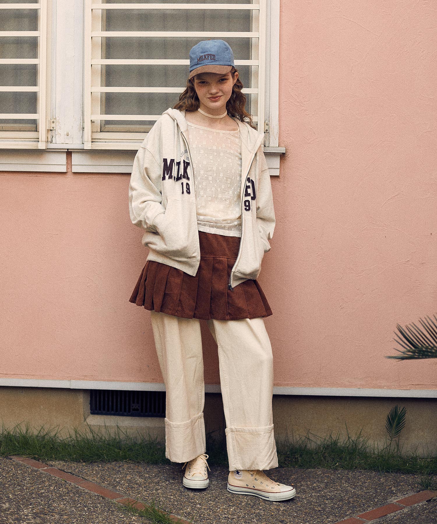 COLLEGE PATCH ZIP UP HOODIE