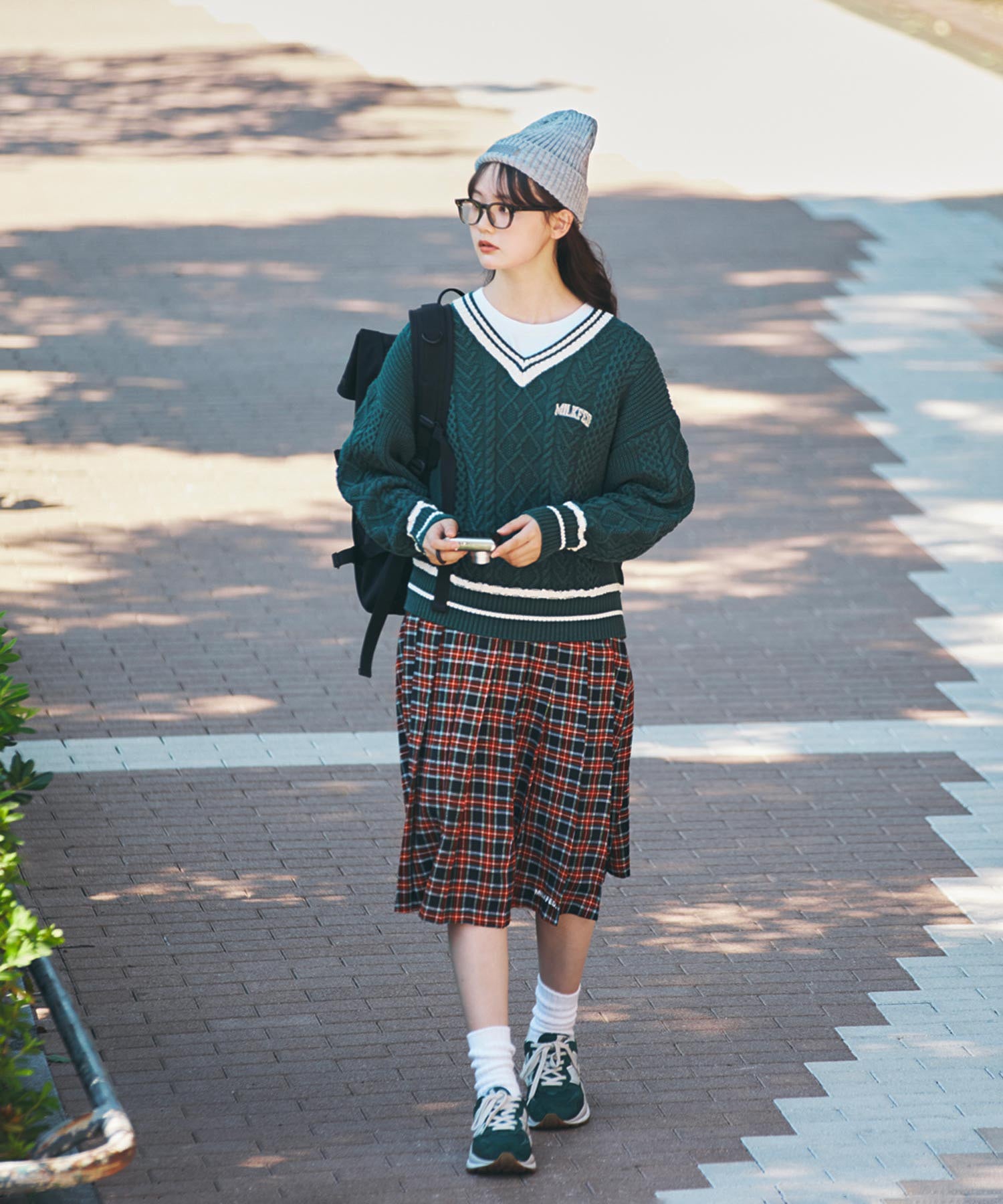 PLEATED PLAID SKIRT