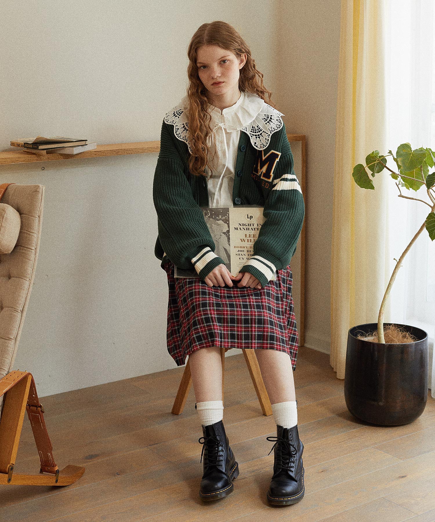 PLEATED PLAID SKIRT