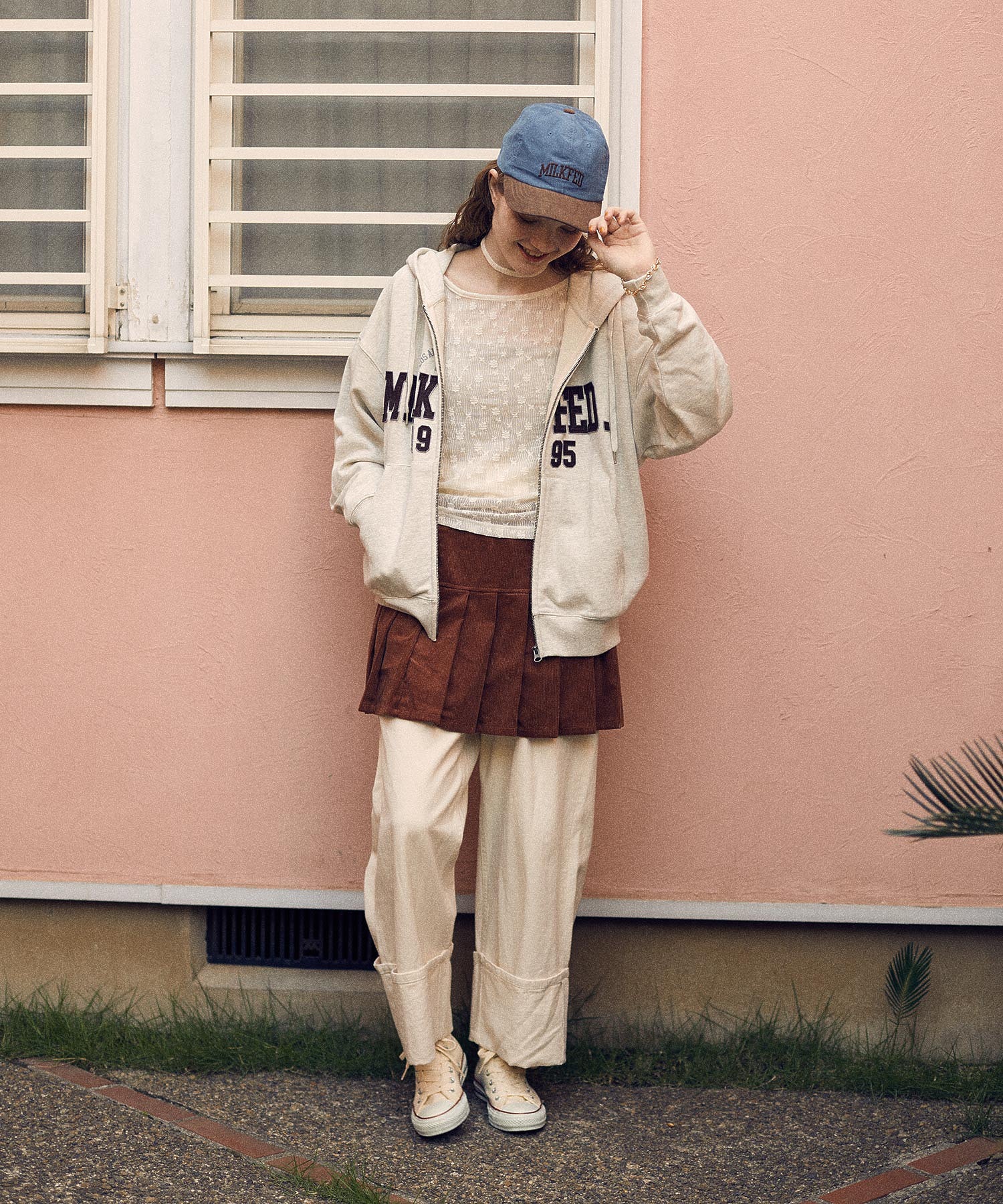 COLLEGE PATCH ZIP UP HOODIE