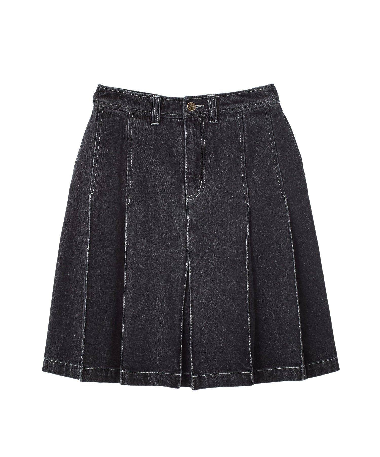 PLEATED DENIM SKIRT