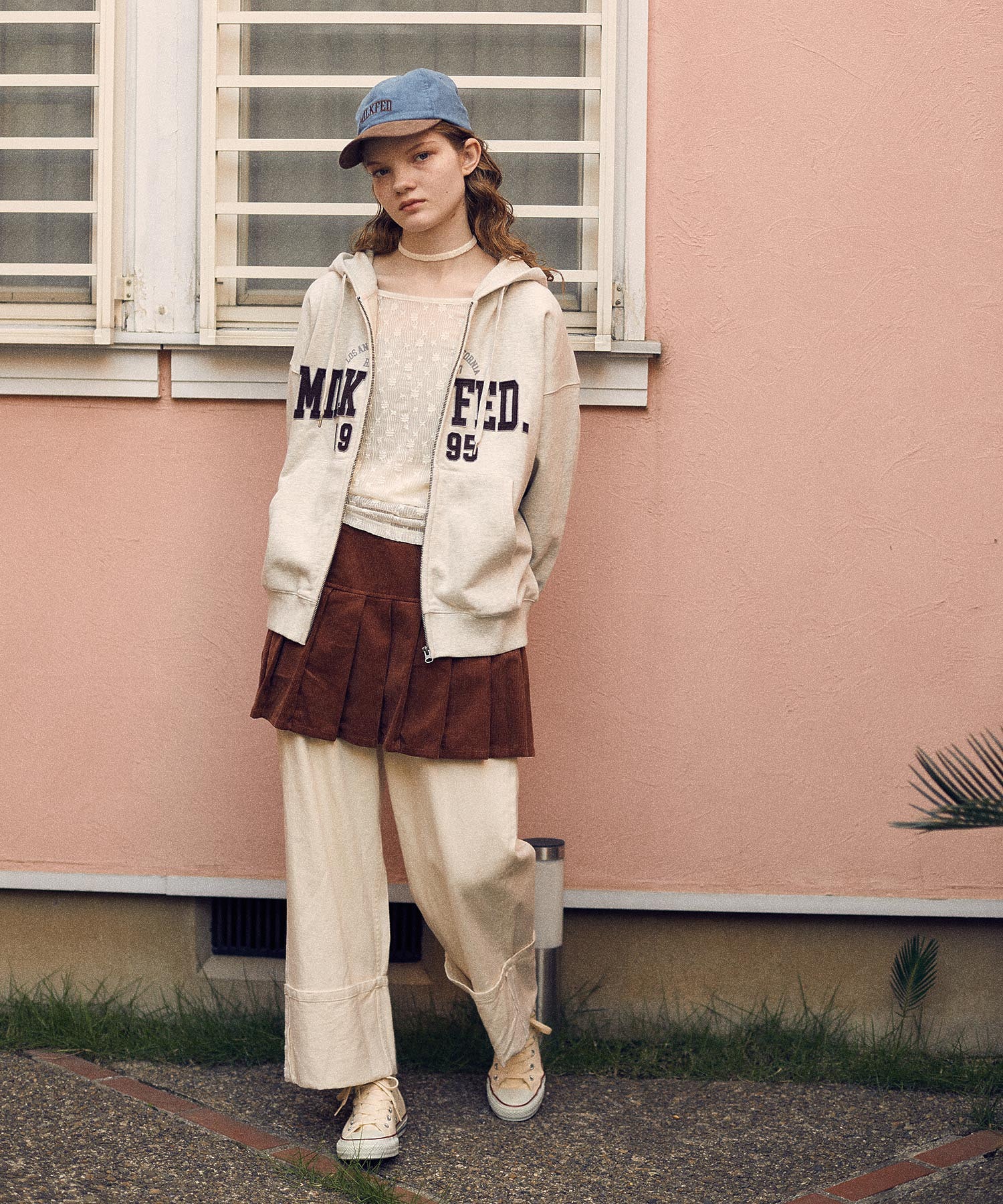 COLLEGE PATCH ZIP UP HOODIE