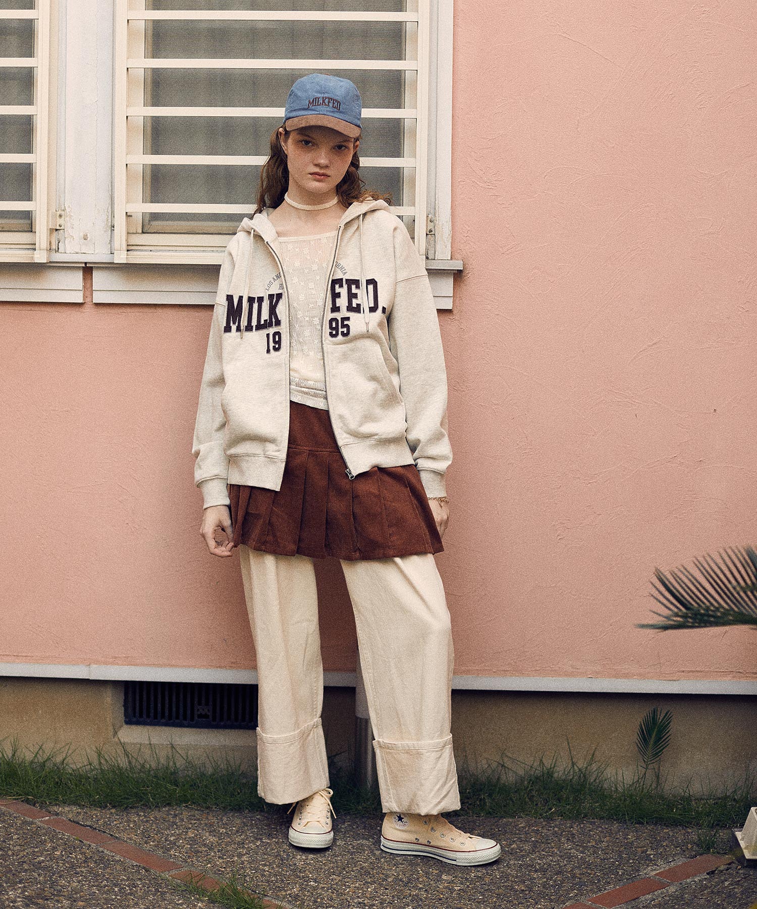 COLLEGE PATCH ZIP UP HOODIE