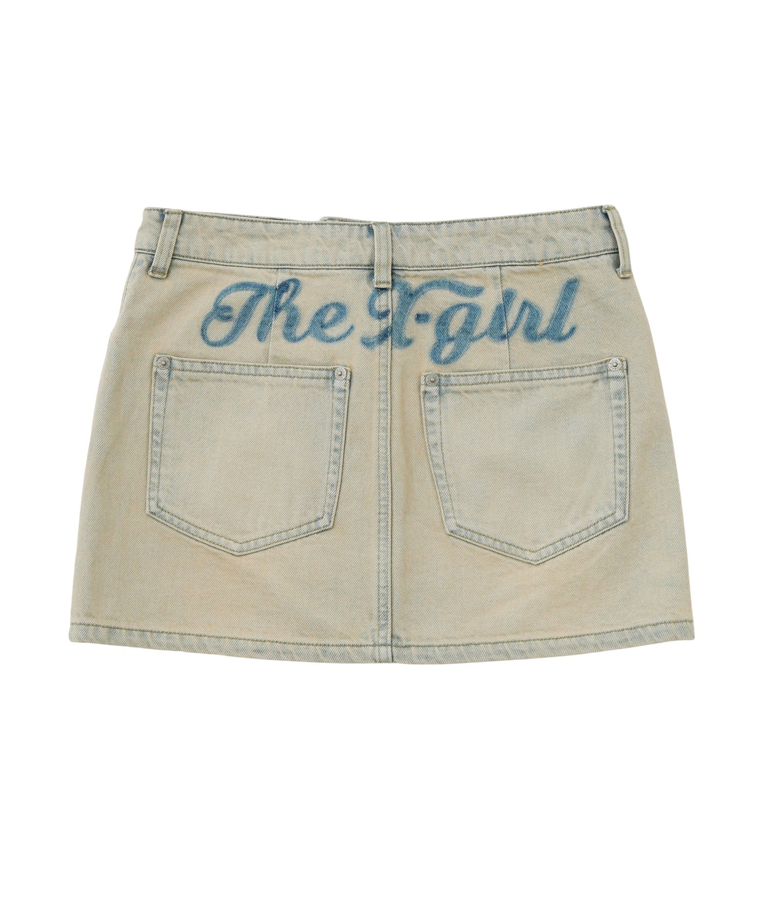 CURSIVE LOGO DENIM MINI SKIRT