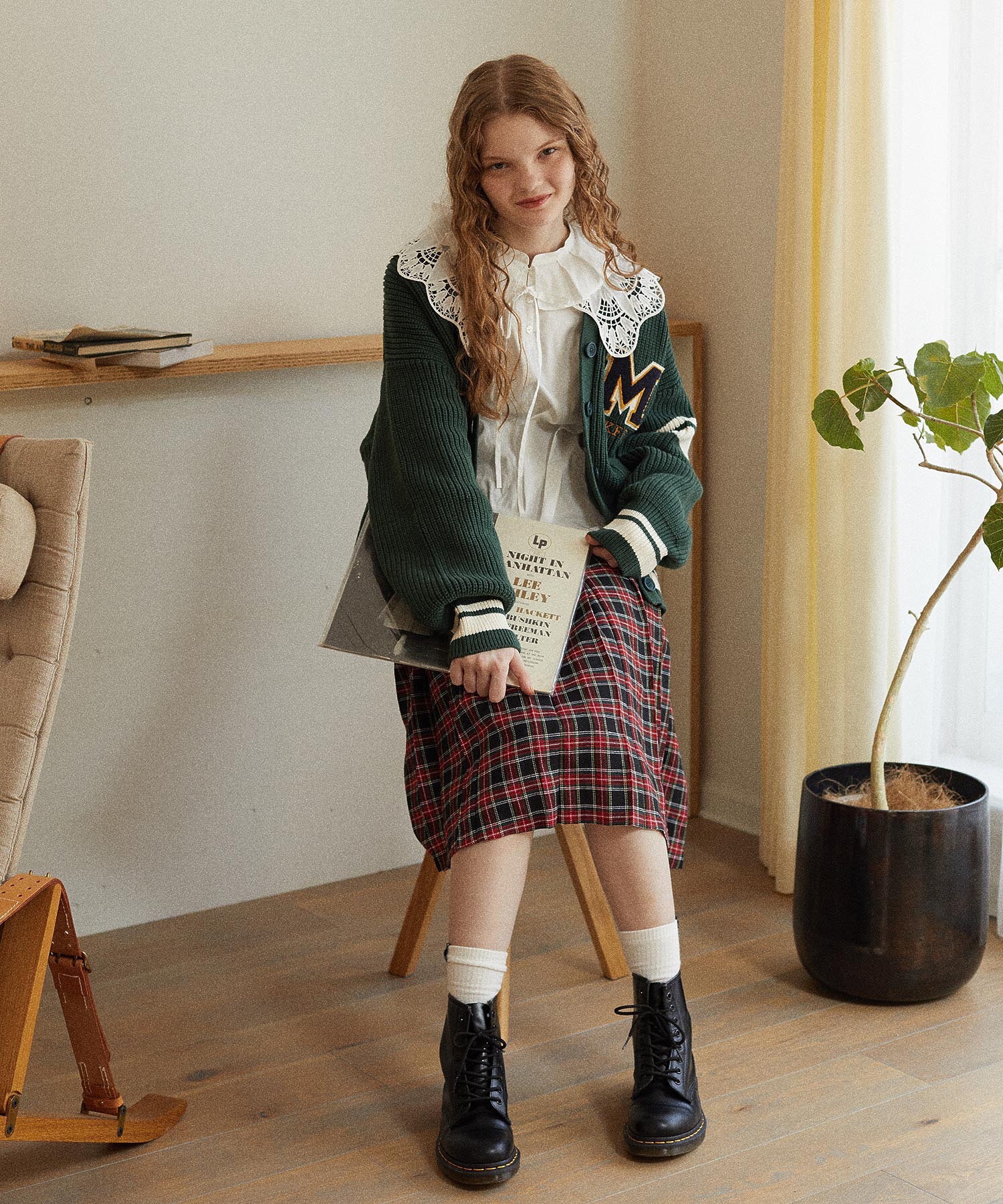 PLEATED PLAID SKIRT