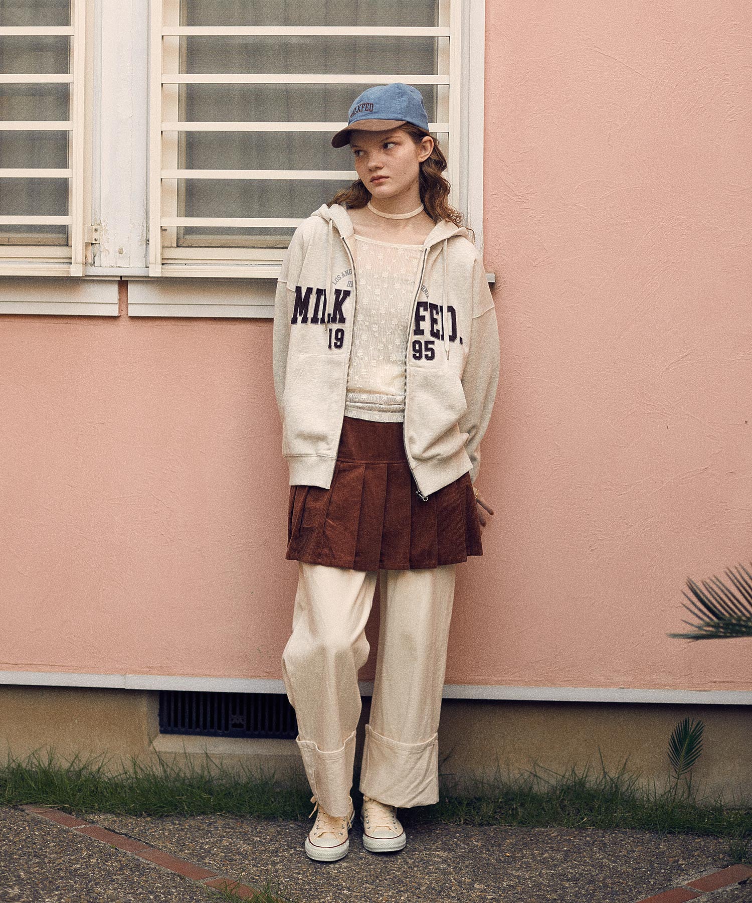 COLLEGE PATCH ZIP UP HOODIE