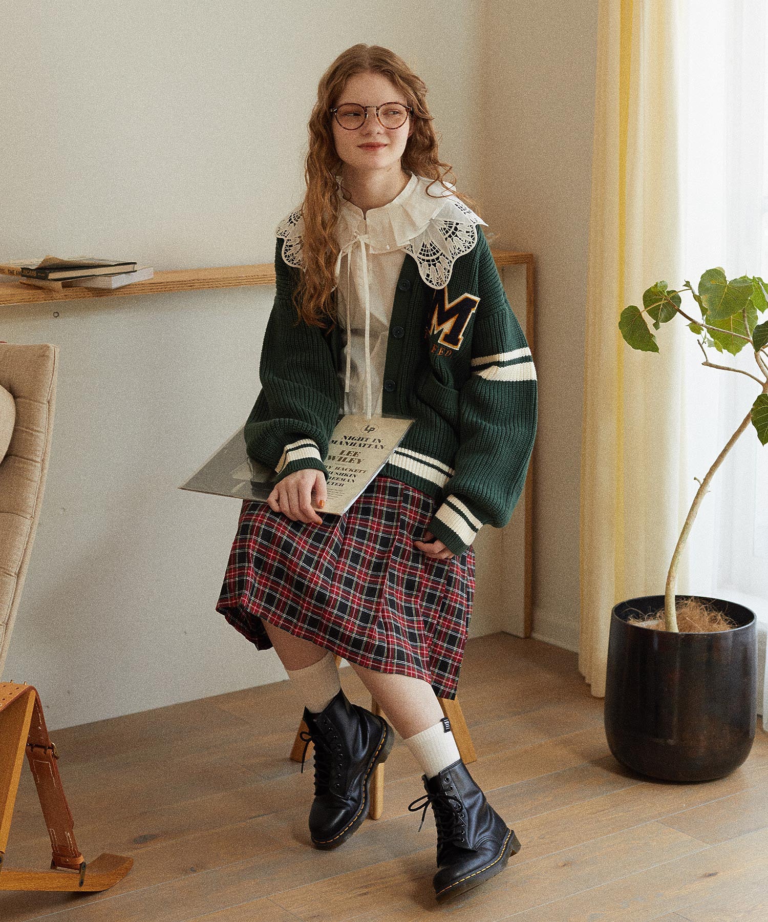PLEATED PLAID SKIRT