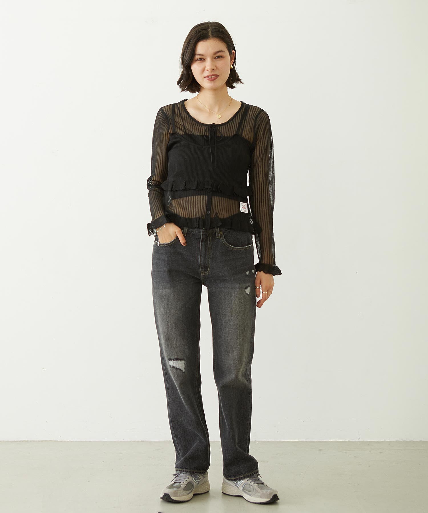 REPAIR DETAIL DENIM PANTS